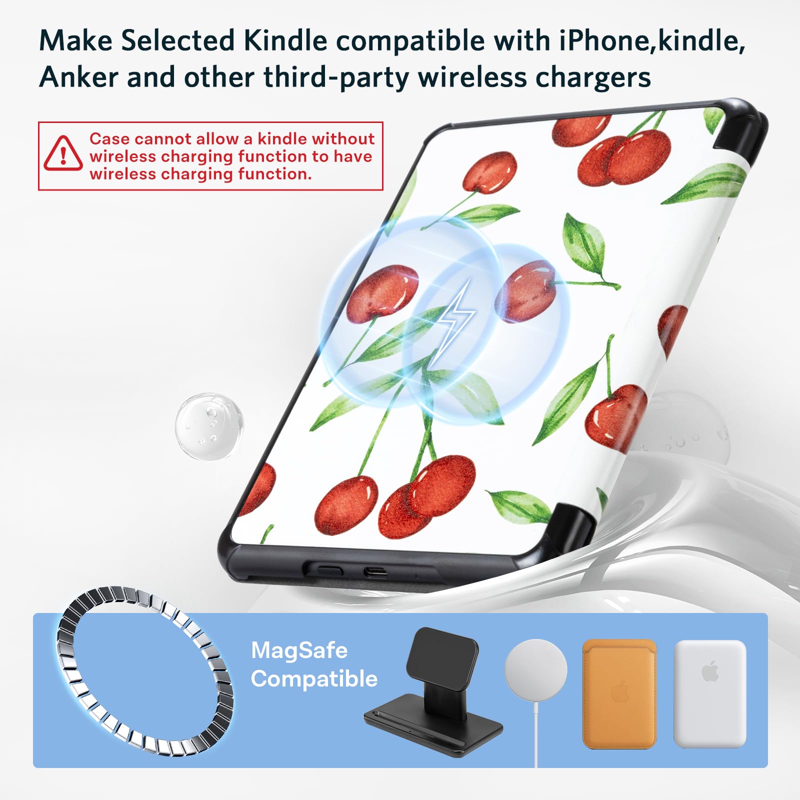 CoBak Magnetic Case for 7" Kindle Paperwhite 12th Gen 2024 and Kindle Colorsoft - Compatible with iPhone MagSafe, for Samsung/Belkin/Anker Wireless Charging Pads, Lightweight, Auto Sleep Wake
