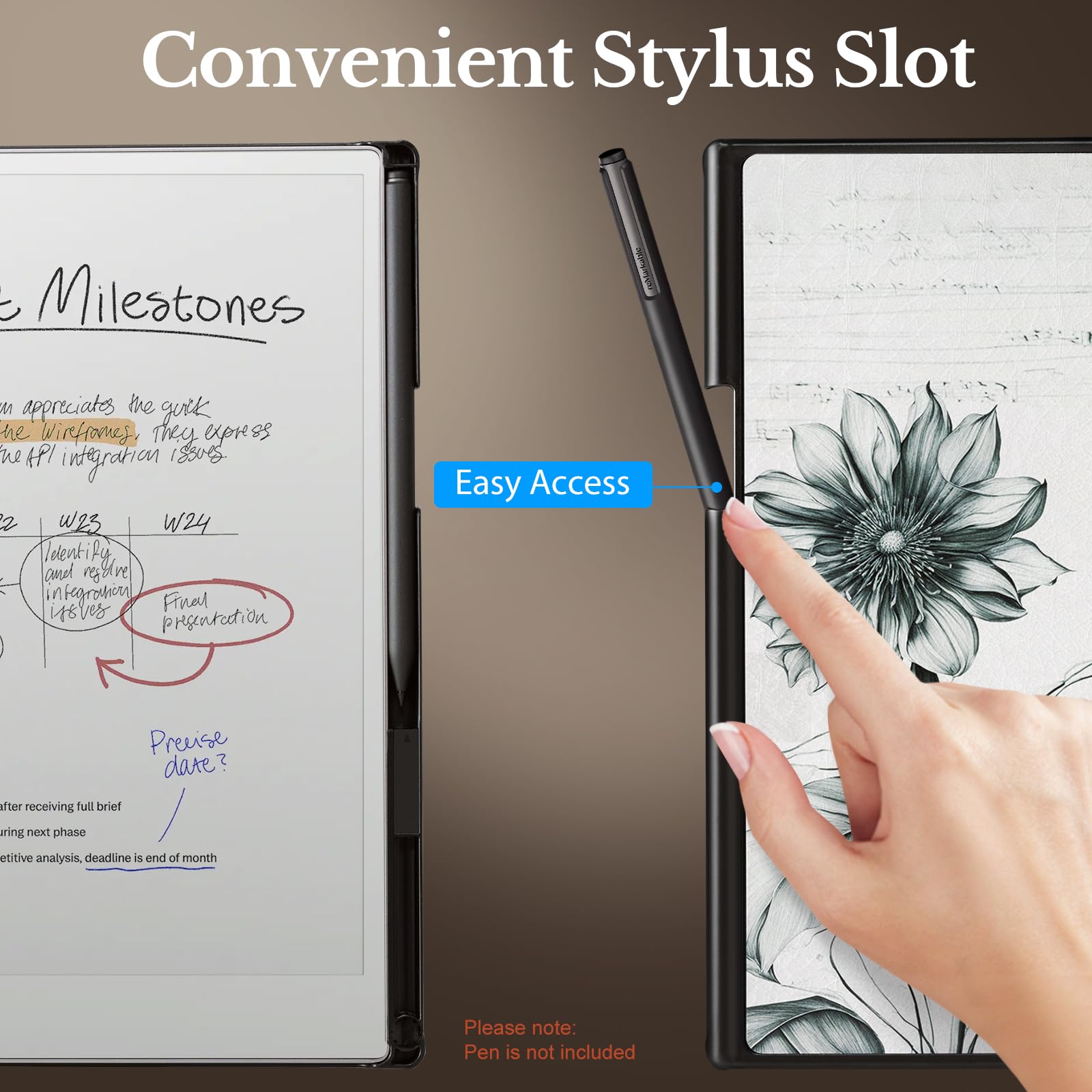 CoBak Case for 11.8" Remarkable Paper Pro Color Tablet 2024 Released- Smart Auto Sleep/Wake Folio Lightweight Protective Cover with Built-in Pen Holder and Nibs Holder (Drawing Sunflower)