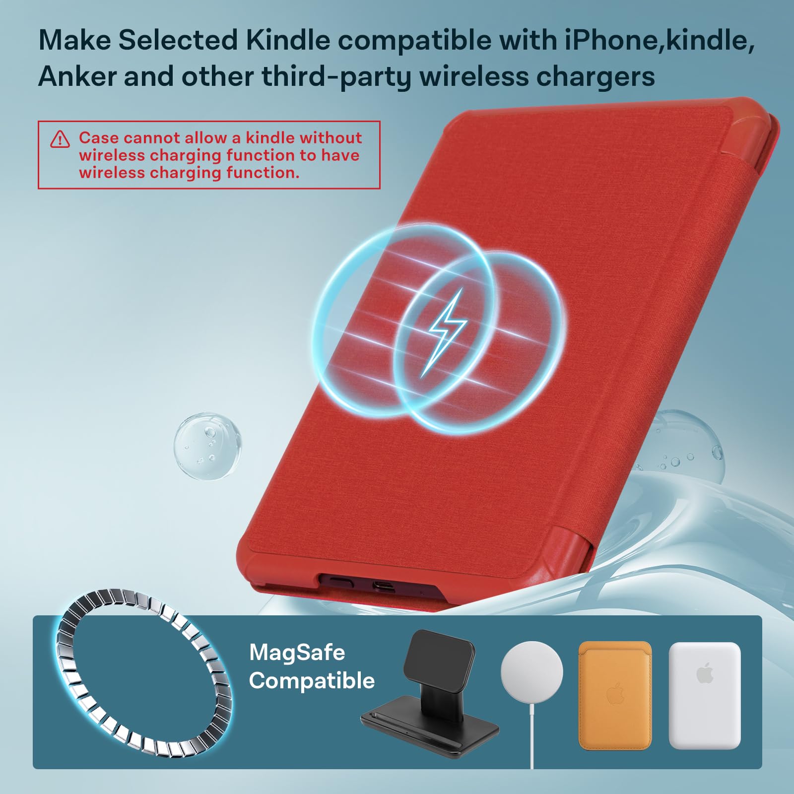 CoBak Lightweight Stand Case for 7" Kindle Paperwhite 12th Gen 2024 and Kindle Colorsoft with Right Hand Strap - Compatible with iPhone MagSafe, for Samsung/Belkin/Anker Wireless Charging Pads