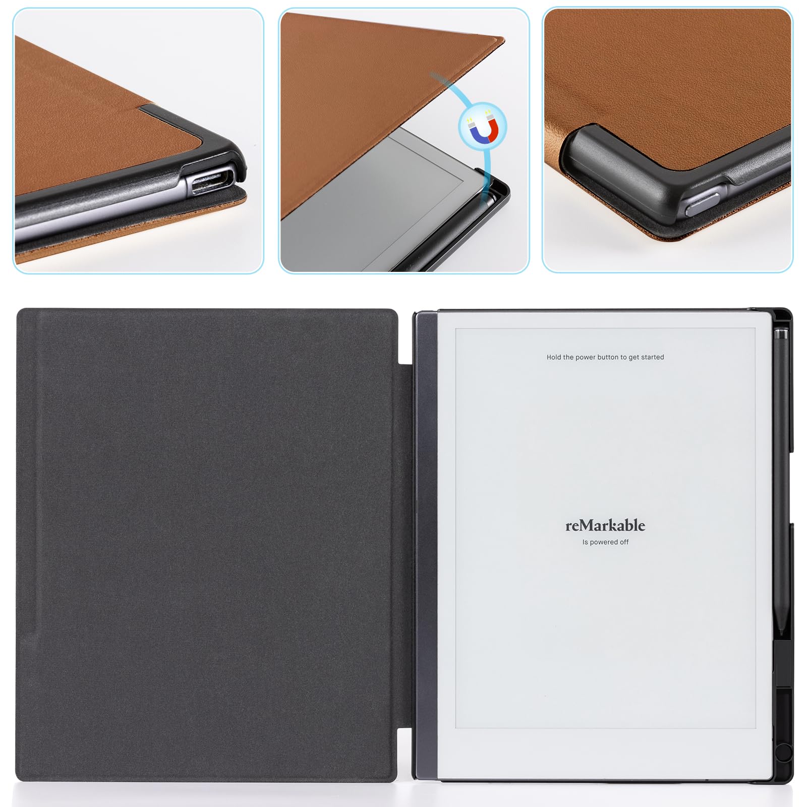 CoBak Case for Remarkable 2 Tablet - Lightweight and Hard Back Shell Protective Book Folio Cover with Built-in Pen Holder - Only for 10.3" 2020 Released (Earth Tone)