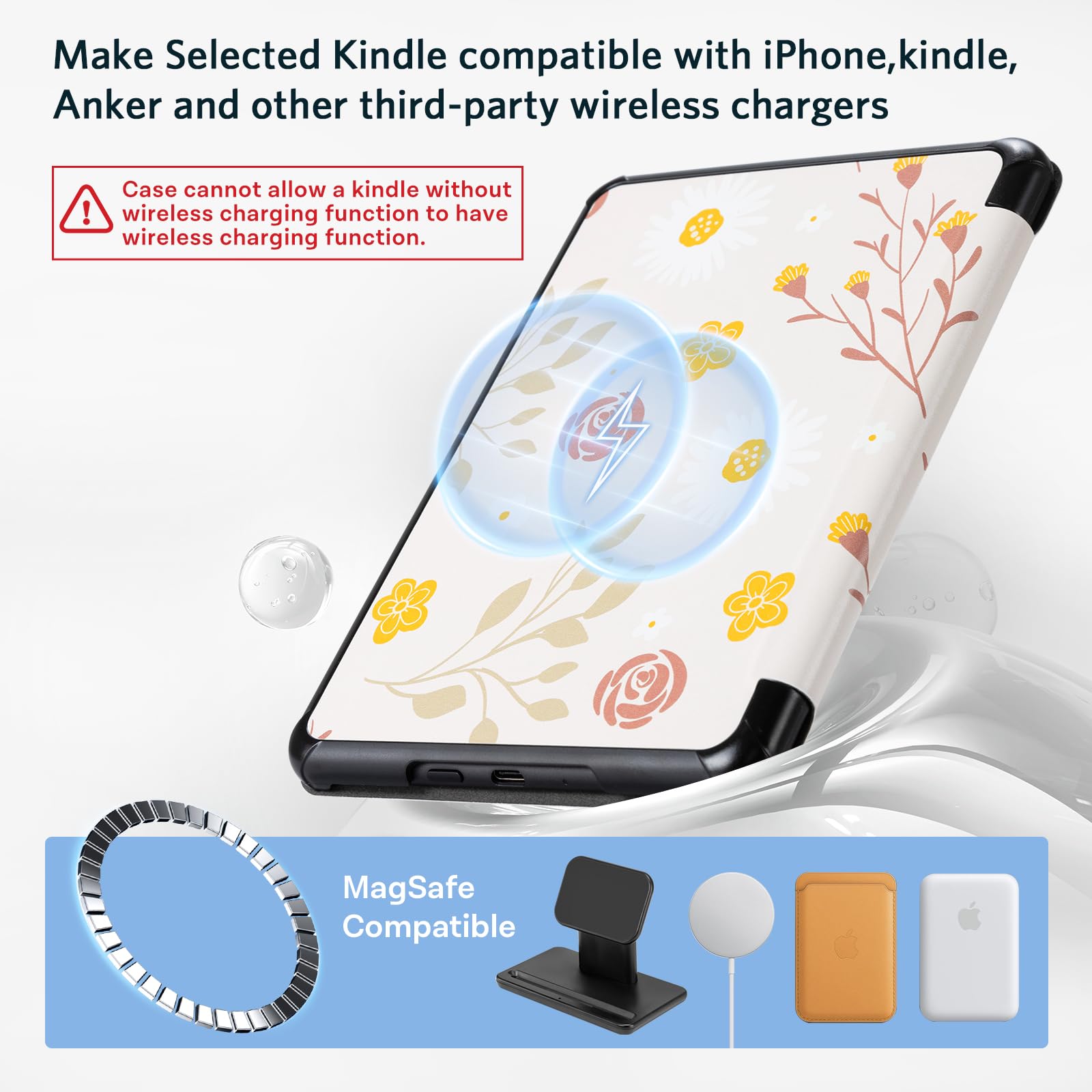CoBak Magnetic Case for 7" Kindle Paperwhite 12th Gen 2024 and Kindle Colorsoft - Compatible with iPhone MagSafe, for Samsung/Belkin/Anker Wireless Charging Pads, Lightweight, Auto Sleep Wake