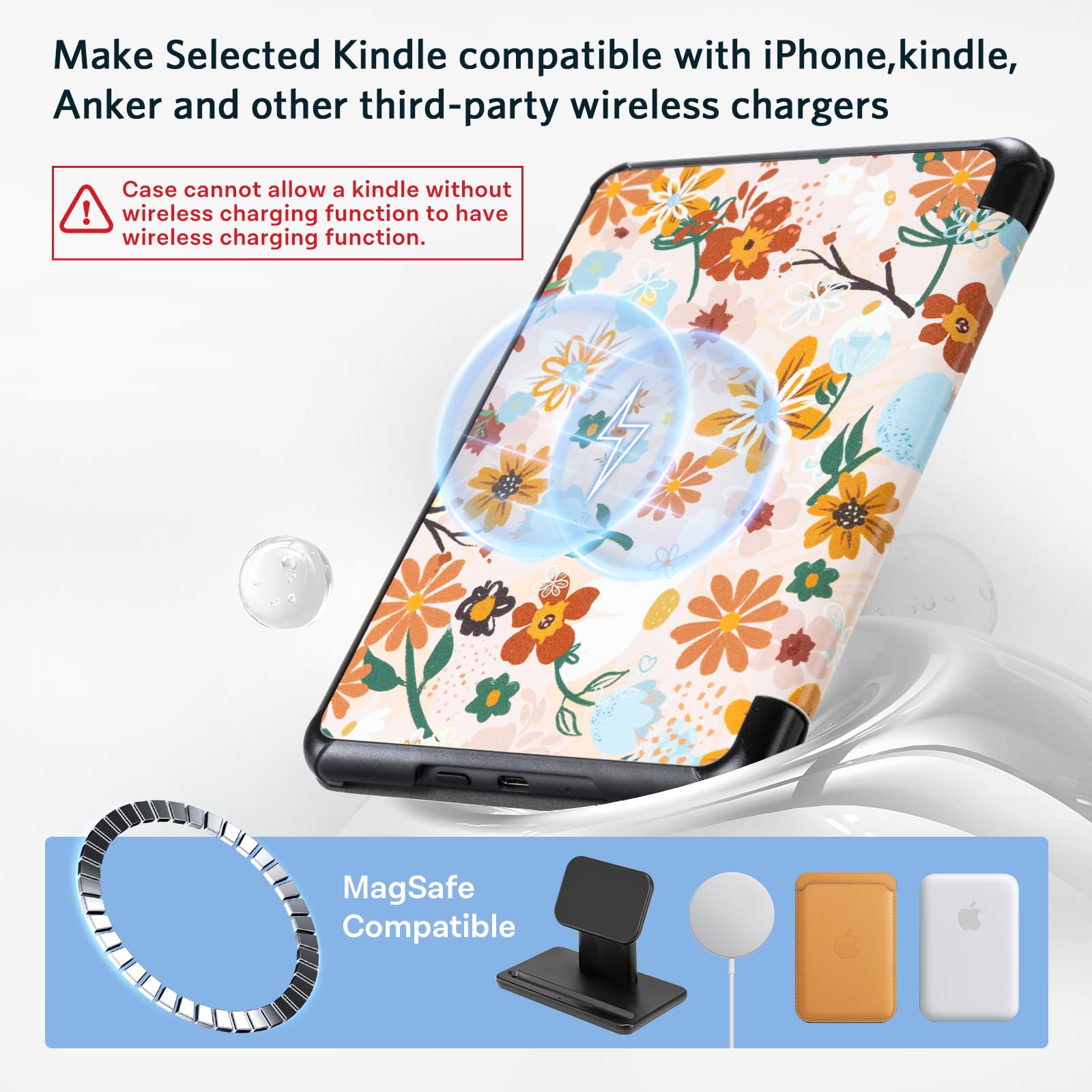 CoBak Magnetic Case for 7" Kindle Paperwhite 12th Gen 2024 and Kindle Colorsoft - Compatible with iPhone MagSafe, for Samsung/Belkin/Anker Wireless Charging Pads, Lightweight, Auto Sleep Wake