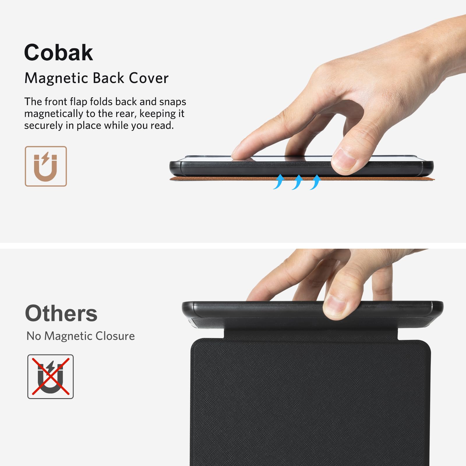 CoBak Case with Fold-Back Magnetic Cover for 7" Kindle Paperwhite 12th Gen 2024 and Kindle Colorsoft - for PopSockets Grip, Compatible with iPhone MagSafe and Anker Wireless Charging Pads, Auto Wake