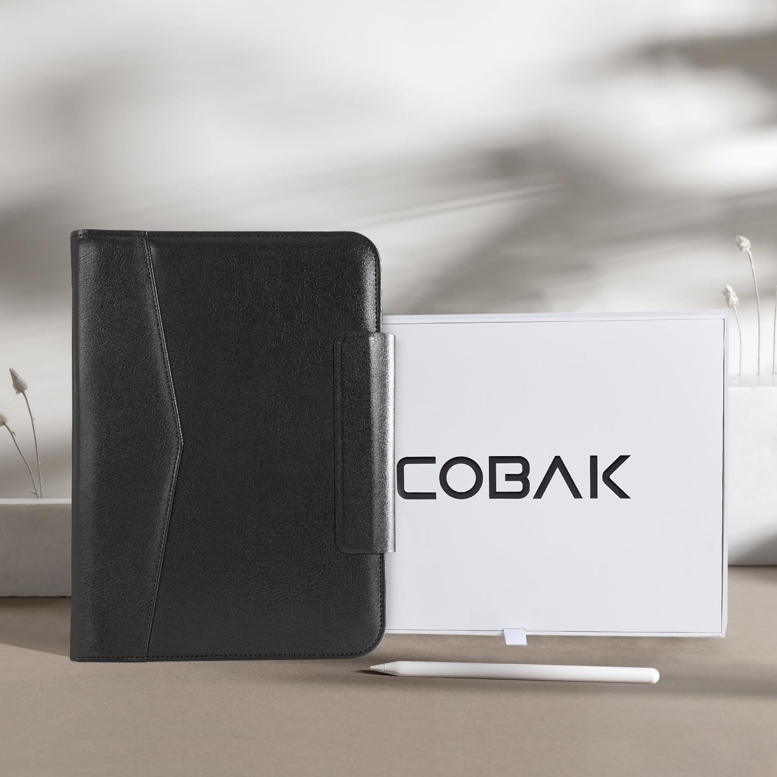 CoBak Premium Leather Case for iPad Pro 11-inch (M4) 2024 (5th Generation), Built-in Folder Storage, Super Magnetic Back, Auto Sleep/Wake Function, Cowhide Black