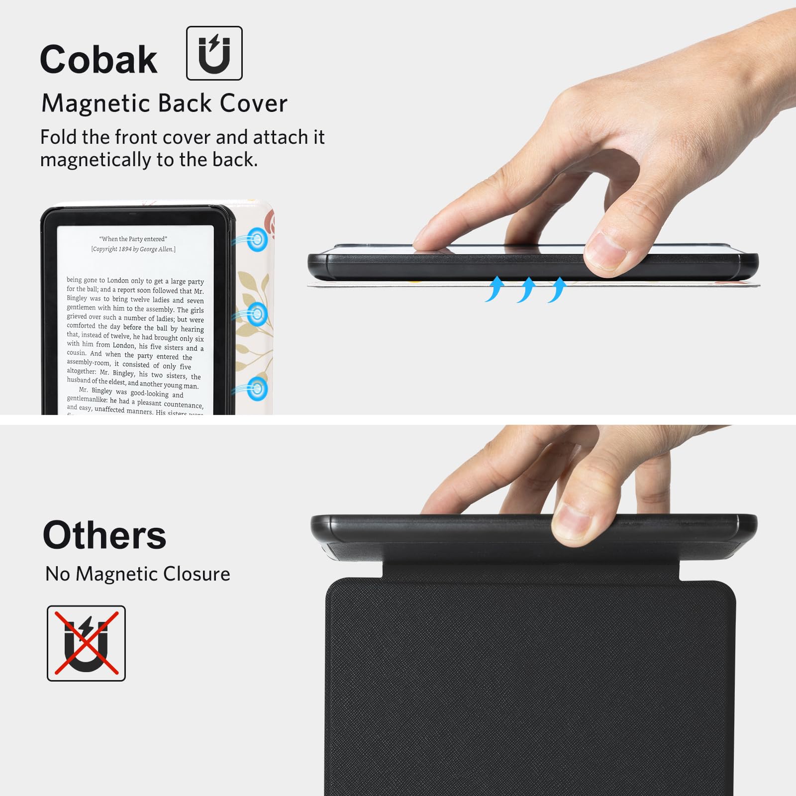 CoBak Magnetic Case for 7" Kindle Paperwhite 12th Gen 2024 and Kindle Colorsoft - Compatible with iPhone MagSafe, for Samsung/Belkin/Anker Wireless Charging Pads, Lightweight, Auto Sleep Wake