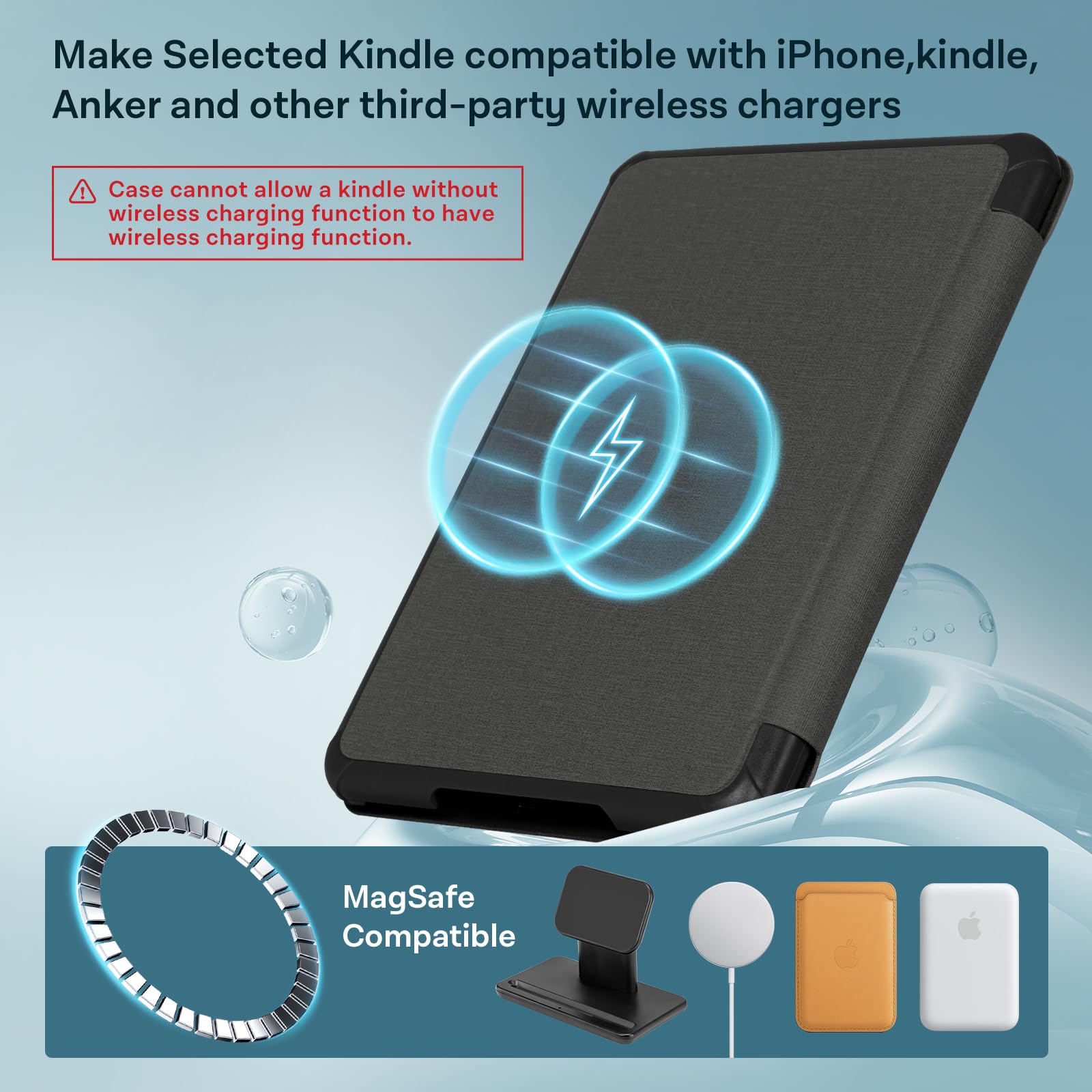 CoBak Lightweight Stand Case for 7" Kindle Paperwhite 12th Gen 2024 and Kindle Colorsoft with Right Hand Strap - Compatible with iPhone MagSafe, for Samsung/Belkin/Anker Wireless Charging Pads