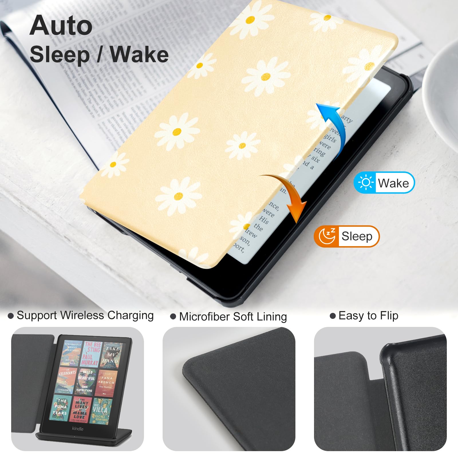 CoBak Magnetic Case for 7" Kindle Paperwhite 12th Gen 2024 and Kindle Colorsoft - Compatible with iPhone MagSafe, for Samsung/Belkin/Anker Wireless Charging Pads, Lightweight, Auto Sleep Wake