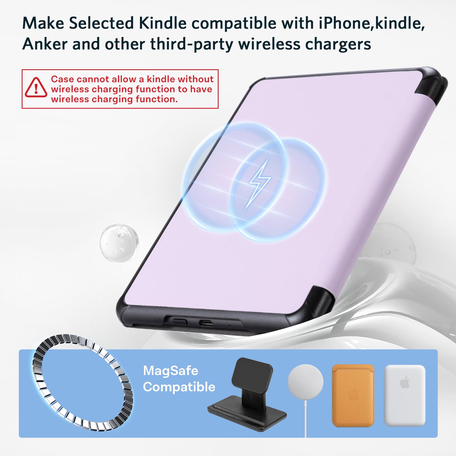 CoBak Magnetic Case for 7" Kindle Paperwhite 12th Gen 2024 and Kindle Colorsoft - Compatible with iPhone MagSafe, for Samsung/Belkin/Anker Wireless Charging Pads, Lightweight, Auto Sleep Wake