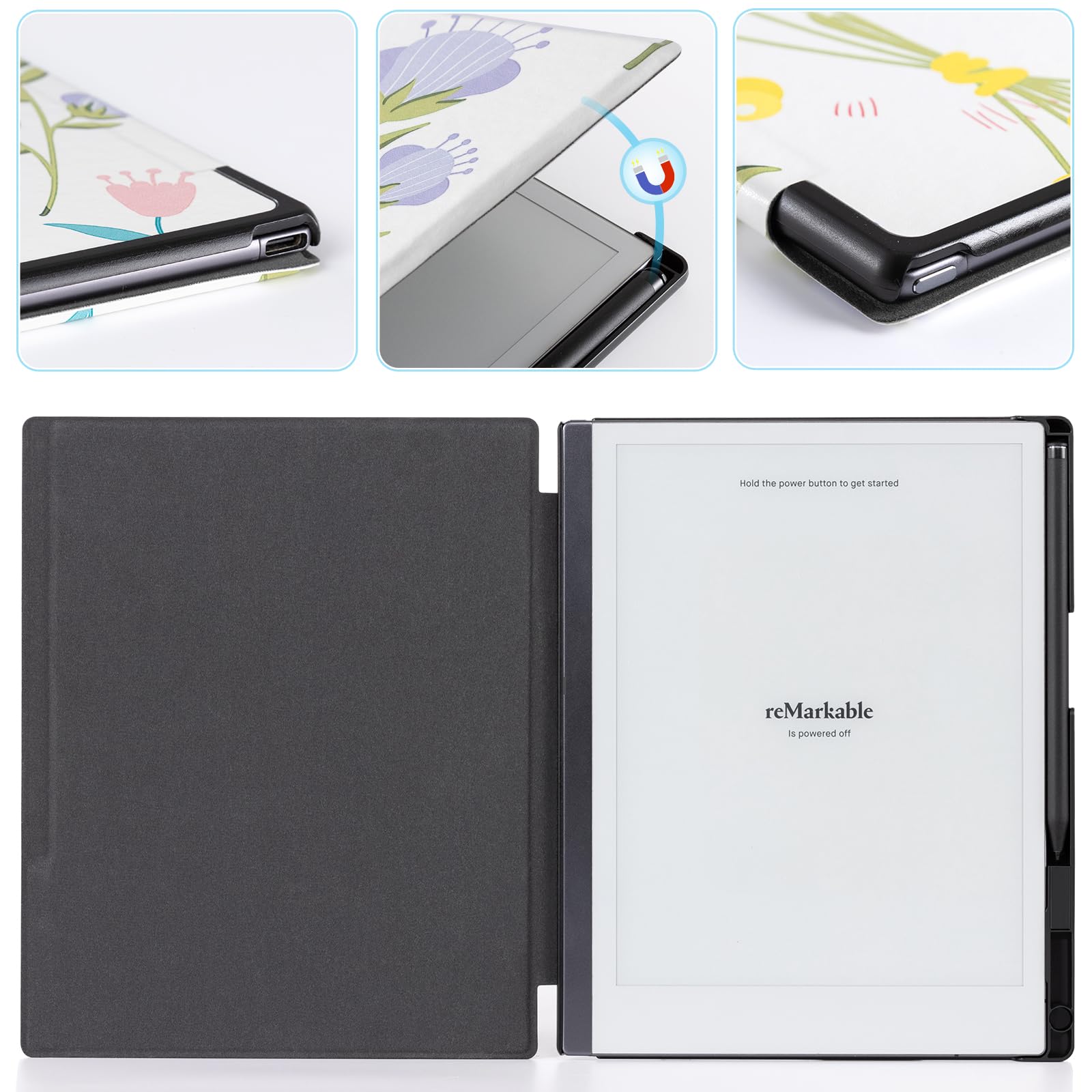 CoBak Case for Remarkable 2 Paper Tablet - Lightweight and Hard Back Shell Protective Book Folio Cover with Built-in Pen Holder - for 10.3" 2020 Released (Lilac)