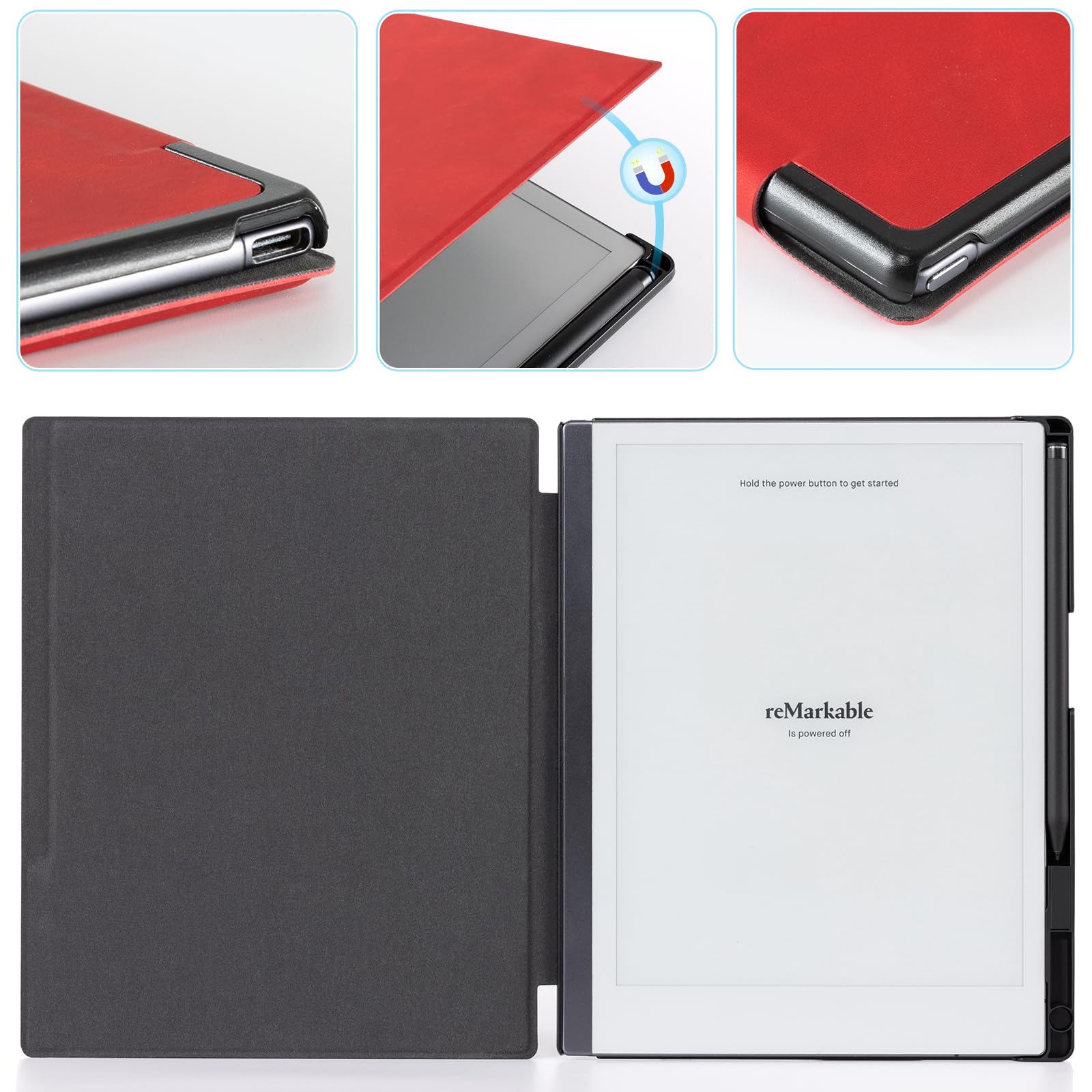 CoBak Case for Remarkable 2 Paper Tablet - Lightweight and Hard Back Shell Protective Book Folio Cover with Built-in Pen Holder - for 10.3" 2020 Released (Fantasy Red)