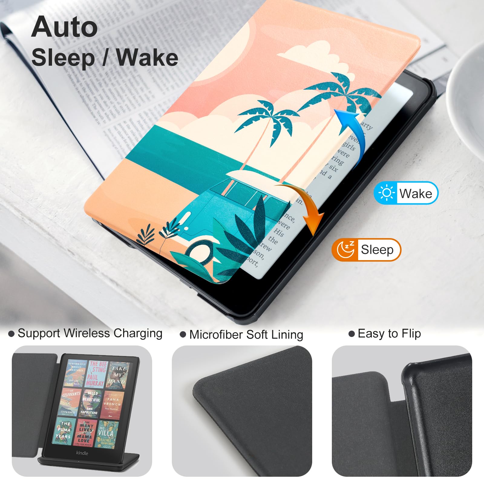 CoBak Magnetic Case for 7" Kindle Paperwhite 12th Gen 2024 and Kindle Colorsoft - Compatible with iPhone MagSafe, for Samsung/Belkin/Anker Wireless Charging Pads, Lightweight, Auto Sleep Wake