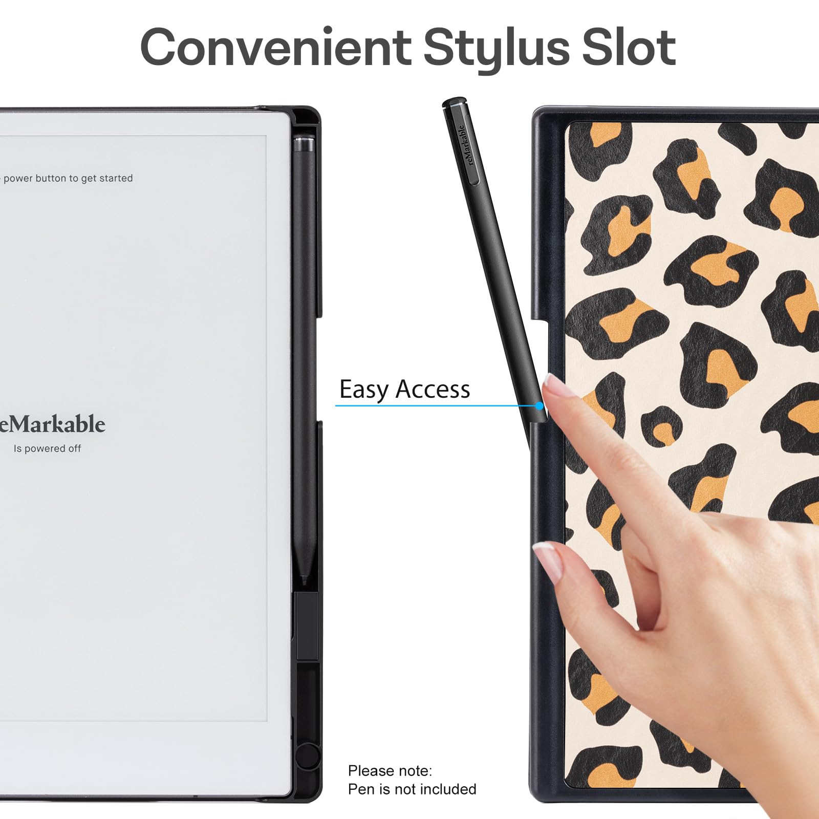CoBak Case for Remarkable 2 Paper Tablet - Lightweight and Hard Back Shell Protective Book Folio Cover with Built-in Pen Holder - for 10.3" 2020 Released (Leopard)
