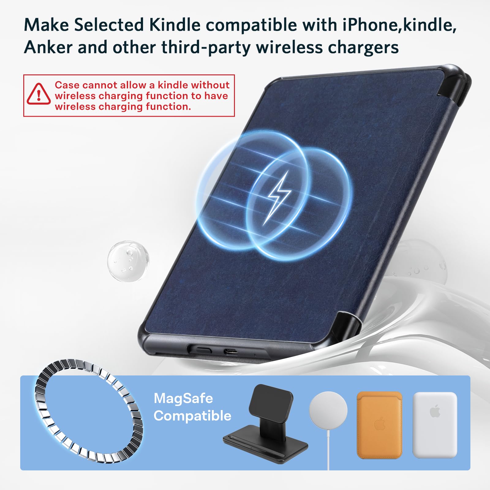 CoBak Magnetic Case for 7" Kindle Paperwhite 12th Gen 2024 and Kindle Colorsoft - Compatible with iPhone MagSafe, for Samsung/Belkin/Anker Wireless Charging Pads, Lightweight, Auto Sleep Wake