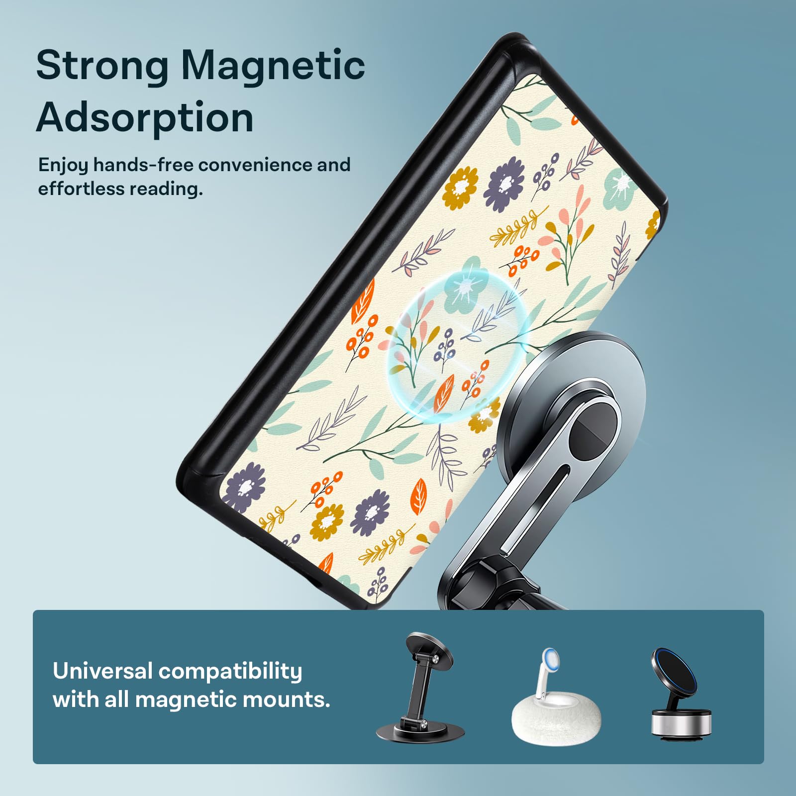 CoBak Lightweight Stand Case for 7" Kindle Paperwhite 12th Gen 2024 and Kindle Colorsoft with Right Hand Strap - Compatible with iPhone MagSafe, for Samsung/Belkin/Anker Wireless Charging Pads