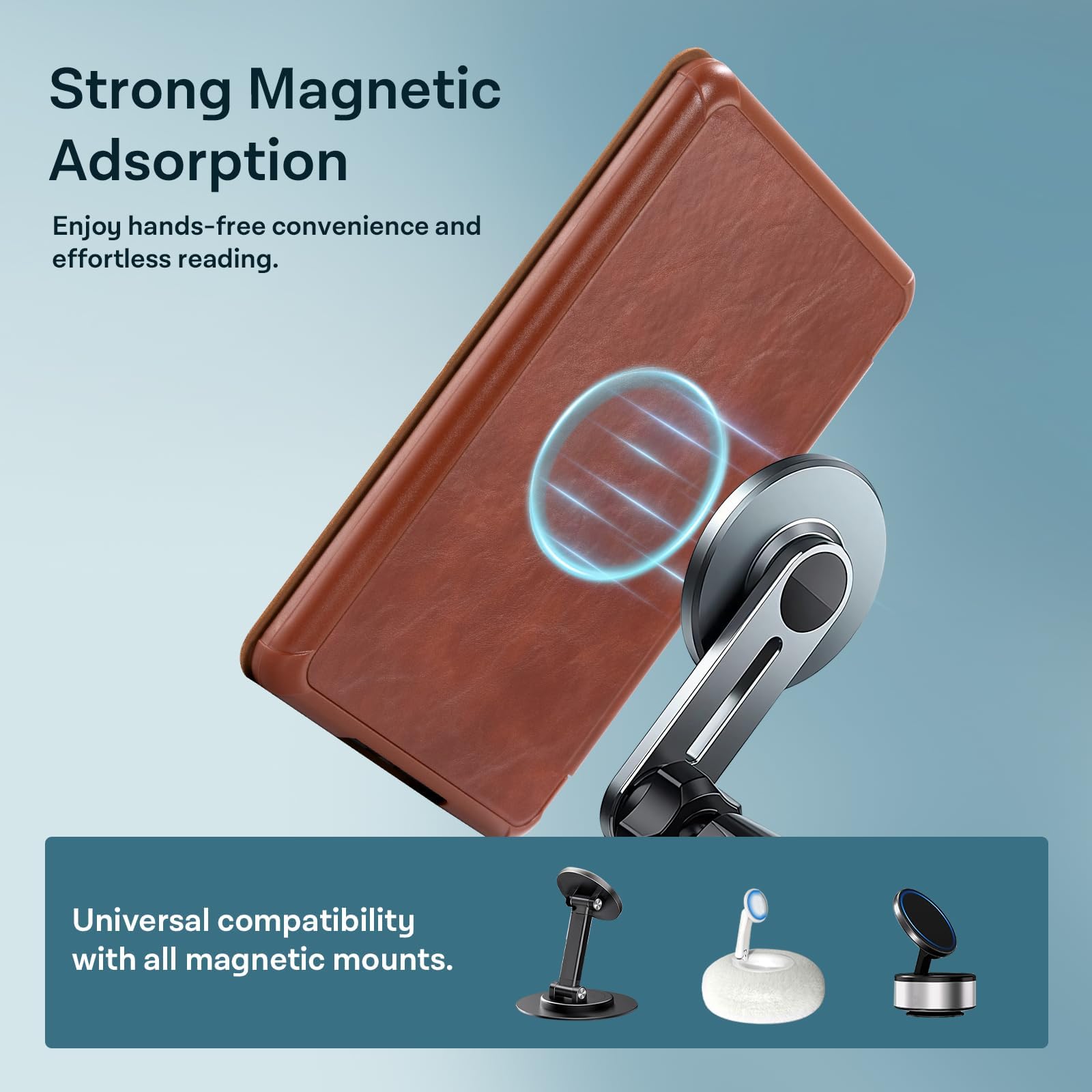 CoBak Lightweight Stand Case for 7" Kindle Paperwhite 12th Gen 2024 and Kindle Colorsoft with Right Hand Strap - Compatible with iPhone MagSafe, for Samsung/Belkin/Anker Wireless Charging Pads