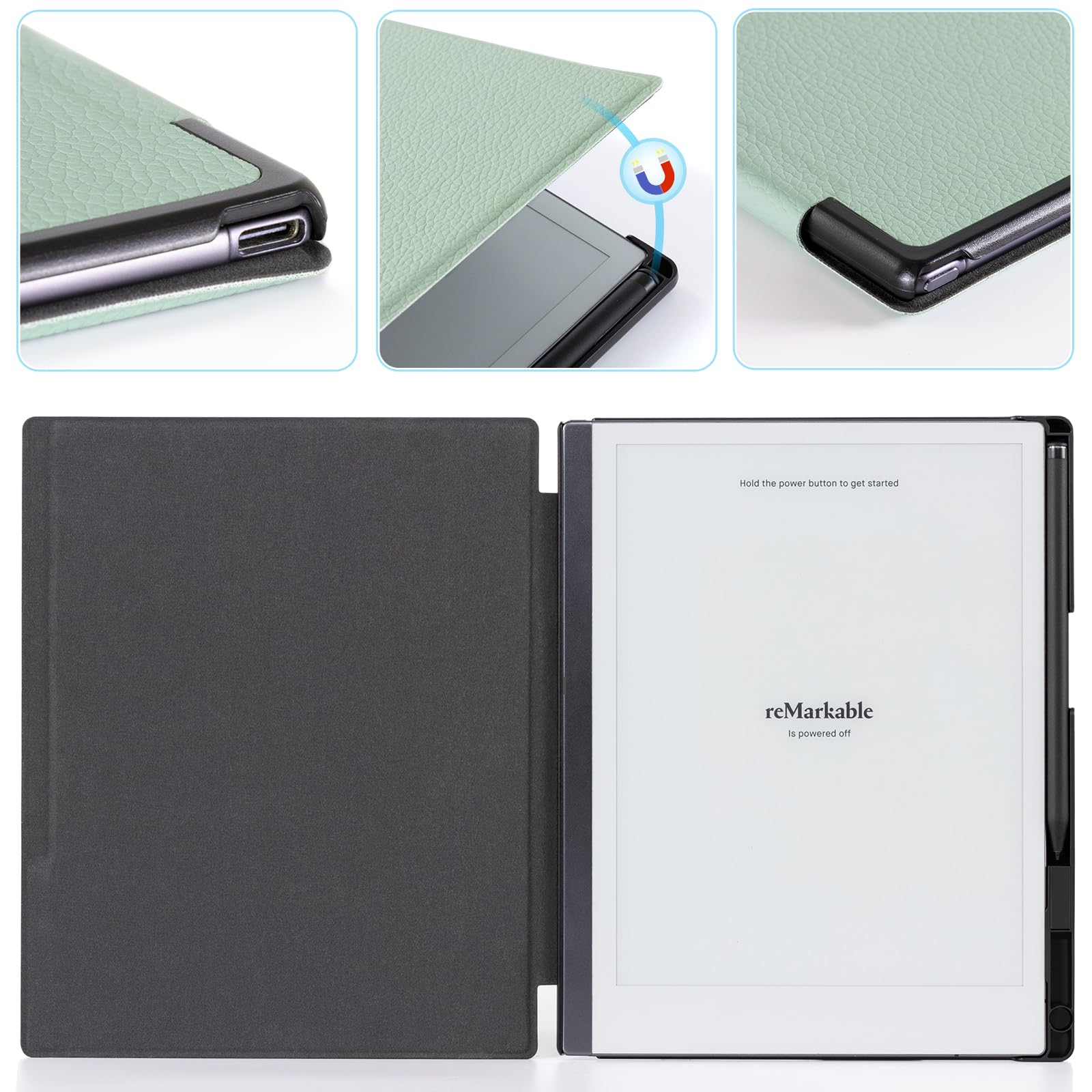 CoBak Case for Remarkable 2 Tablet - Lightweight and Hard Back Shell Protective Book Folio Cover with Built-in Pen Holder - Only for 10.3" 2020 Released (Sage Green)