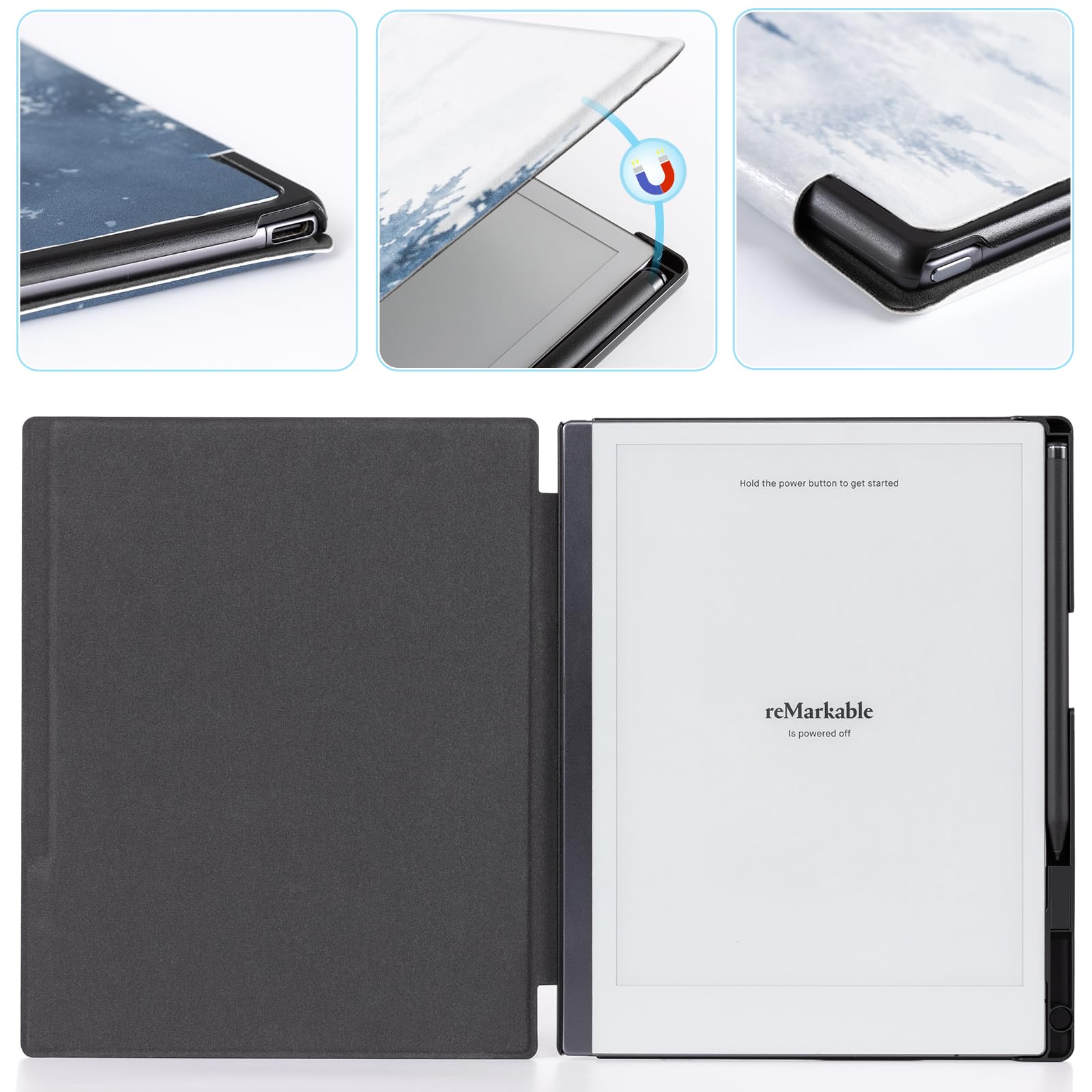 CoBak Case for Remarkable 2 Paper Tablet - Lightweight and Hard Back Shell Protective Book Folio Cover with Built-in Pen Holder - for 10.3" 2020 Released, Forest