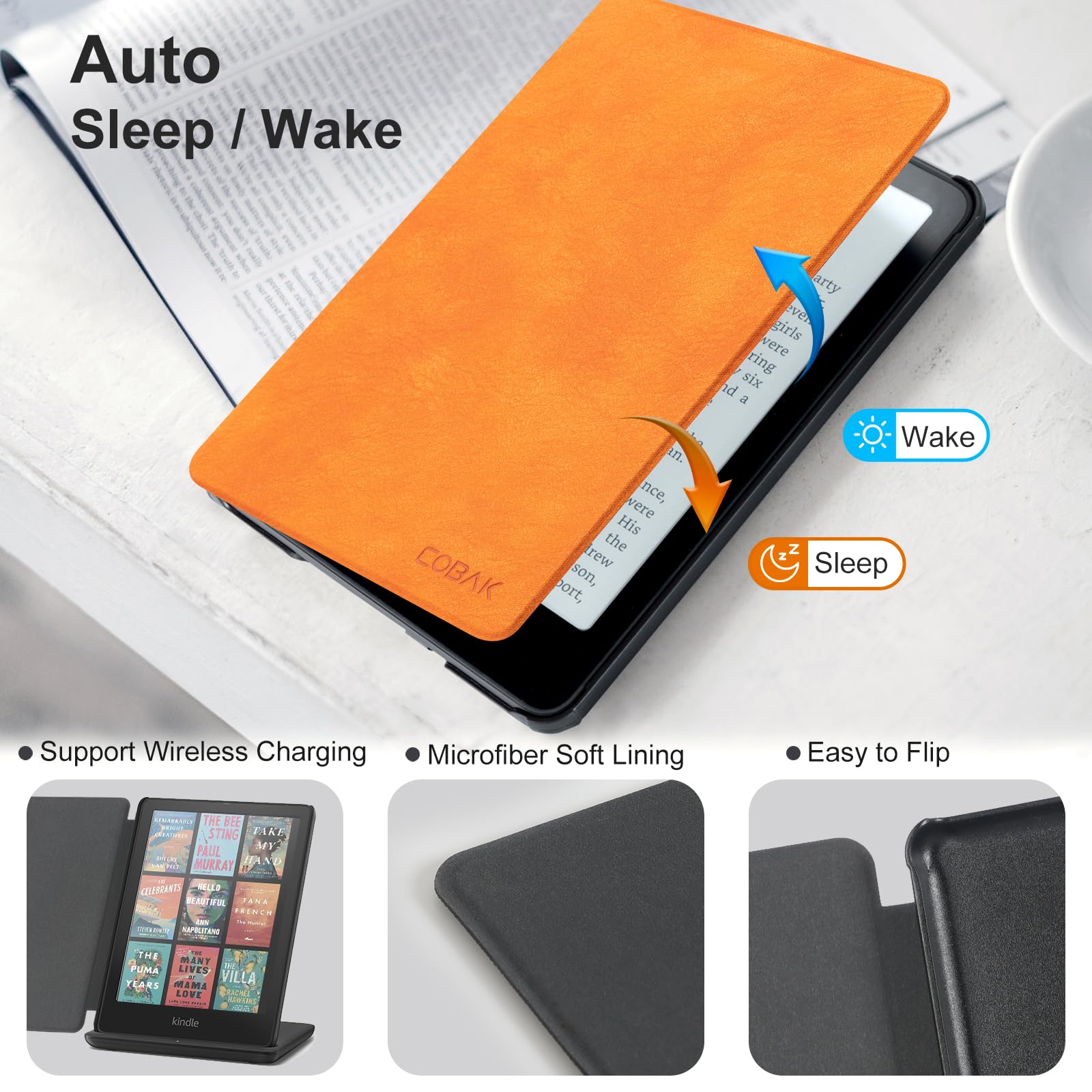 CoBak Magnetic Case for 7" Kindle Paperwhite 12th Gen 2024 and Kindle Colorsoft - Compatible with iPhone MagSafe, for Samsung/Belkin/Anker Wireless Charging Pads, Lightweight, Auto Sleep Wake