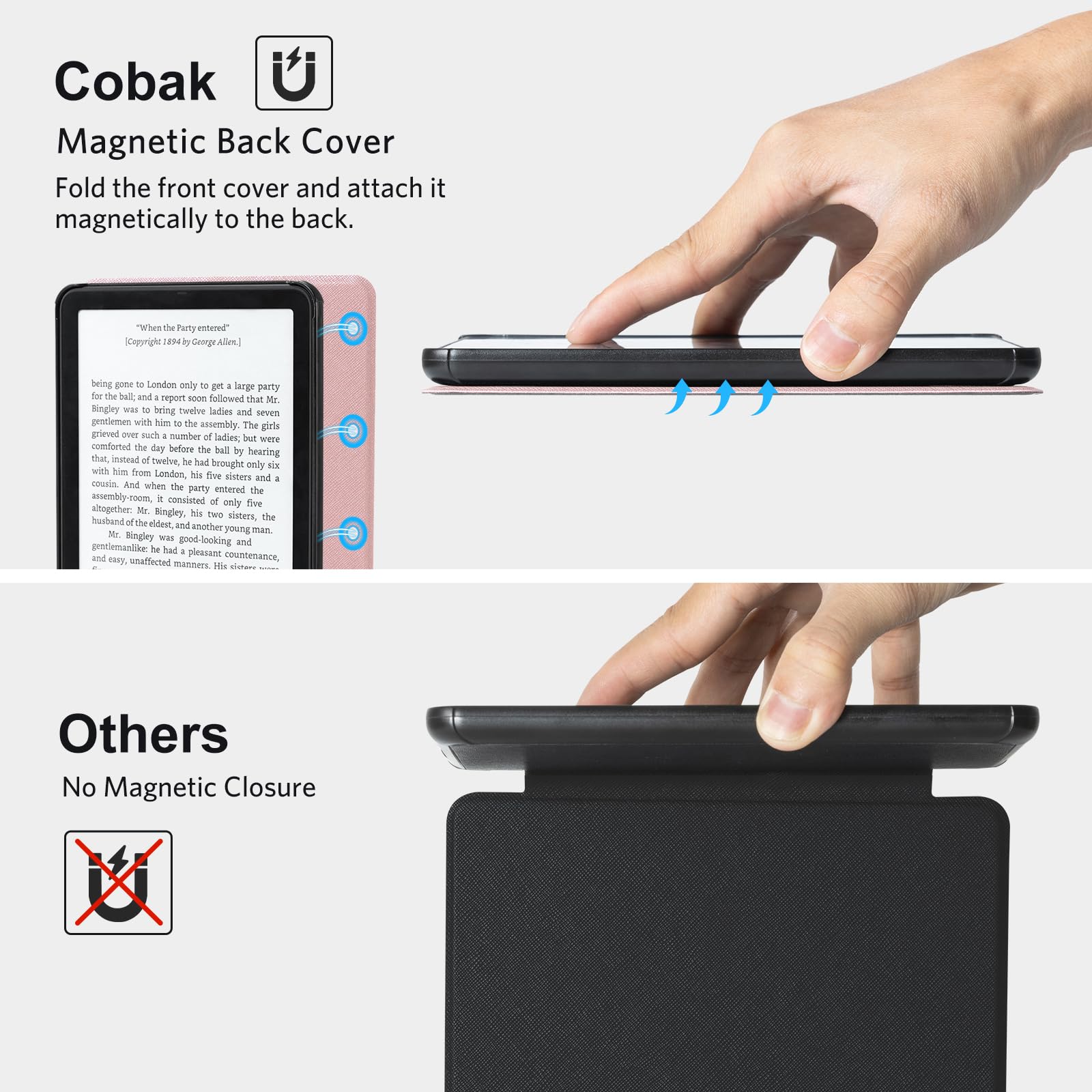 CoBak Magnetic Case for 7" Kindle Paperwhite 12th Gen 2024 and Kindle Colorsoft - Compatible with iPhone MagSafe, for Samsung/Belkin/Anker Wireless Charging Pads, Lightweight, Auto Sleep Wake