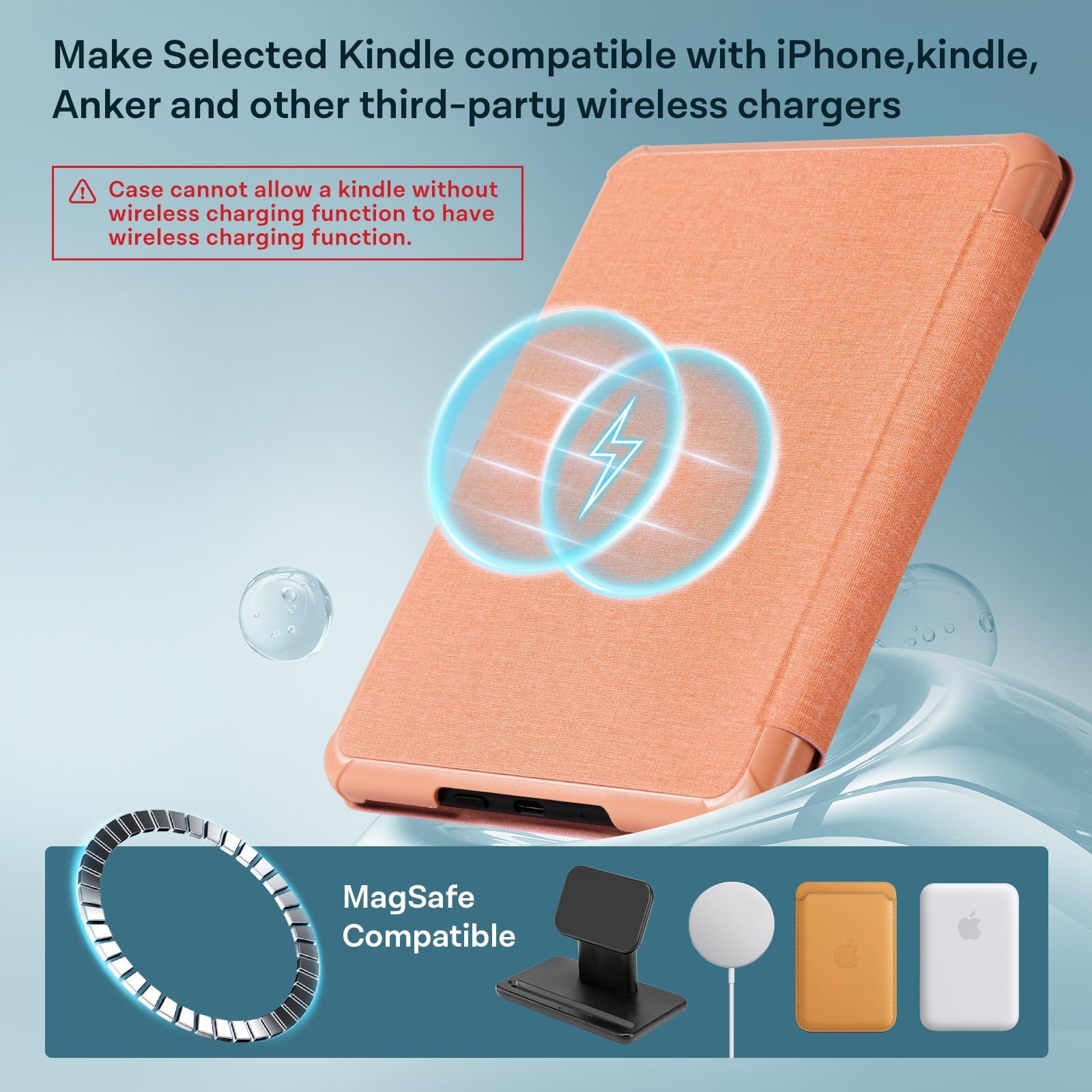 CoBak Lightweight Stand Case for 7" Kindle Paperwhite 12th Gen 2024 and Kindle Colorsoft with Right Hand Strap - Compatible with iPhone MagSafe, for Samsung/Belkin/Anker Wireless Charging Pads