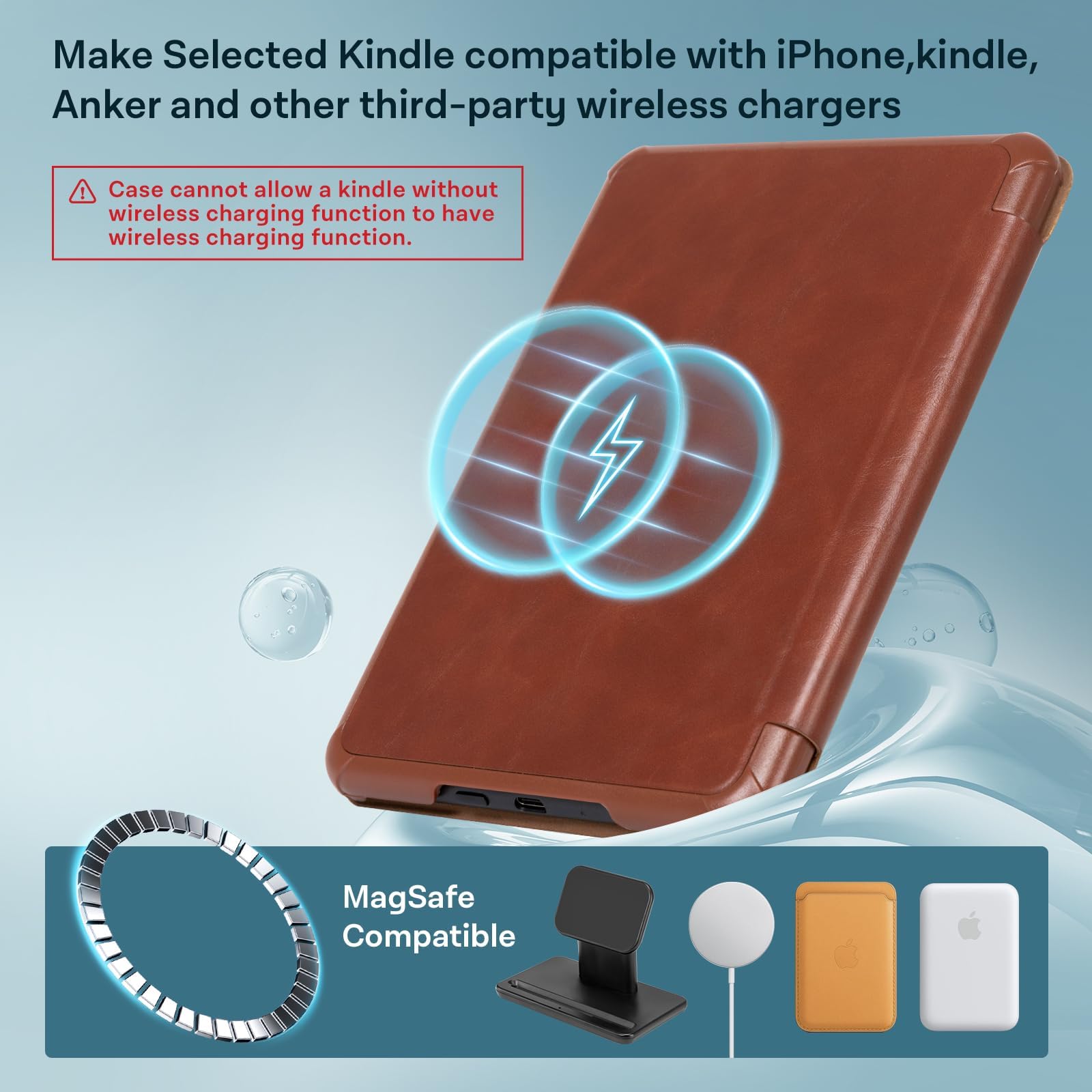 CoBak Lightweight Stand Case for 7" Kindle Paperwhite 12th Gen 2024 and Kindle Colorsoft with Right Hand Strap - Compatible with iPhone MagSafe, for Samsung/Belkin/Anker Wireless Charging Pads