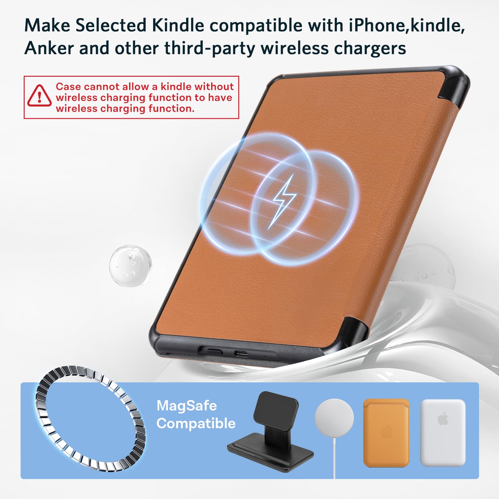 CoBak Magnetic Case for 7" Kindle Paperwhite 12th Gen 2024 and Kindle Colorsoft - Compatible with iPhone MagSafe, for Samsung/Belkin/Anker Wireless Charging Pads, Lightweight, Auto Sleep Wake