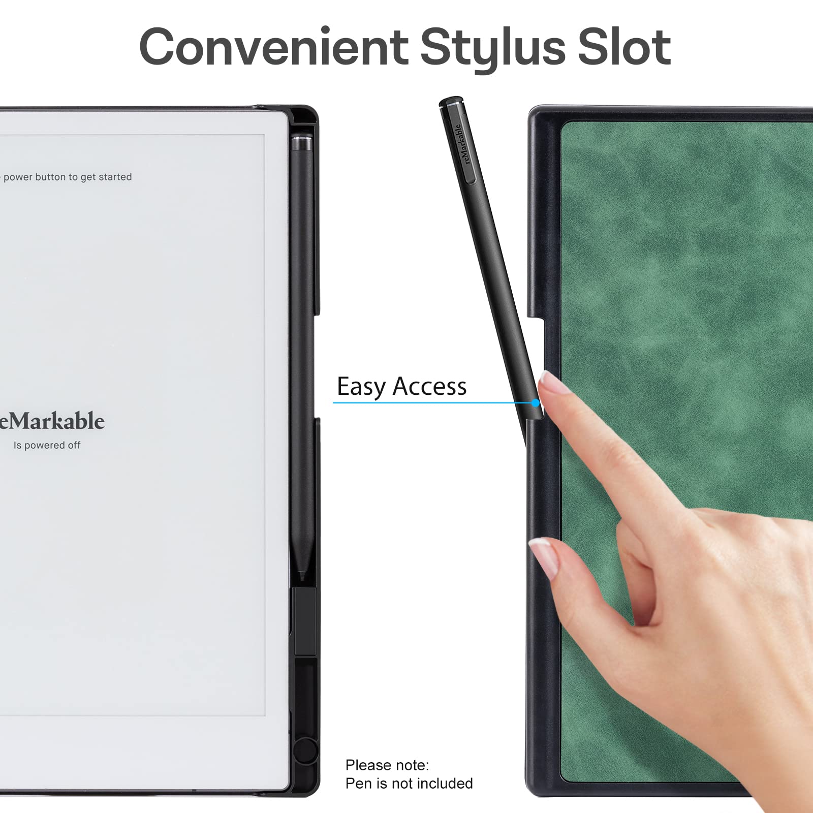 CoBak Case for Remarkable 2 Tablet - Lightweight and Hard Back Shell Protective Book Folio Cover with Built-in Pen Holder - Only for 10.3" 2020 Released (Emerald Green)