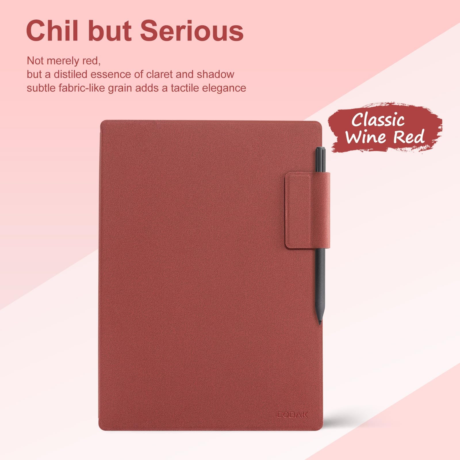 CoBak Premium Magnetic Case for 11.8" Remarkable Paper Pro 2024 Released, Smart Auto Sleep/Wake Book Folio Cover with Corner Protection and Pen Holder Strap, Wine Red