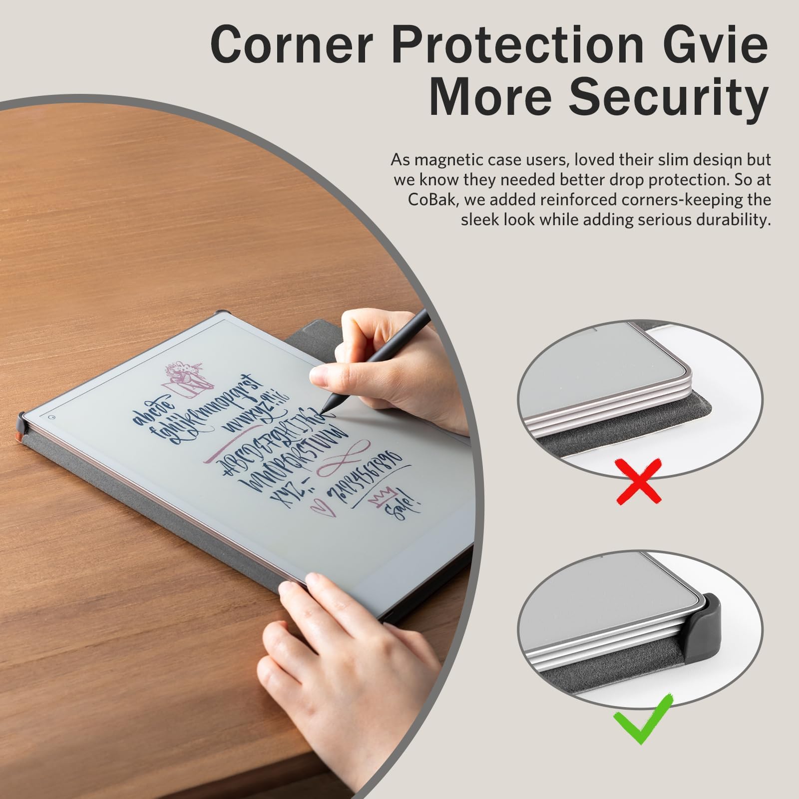 CoBak Premium Magnetic Case for 11.8" Remarkable Paper Pro 2024 Released, Smart Auto Sleep/Wake Book Folio Cover with Corner Protection and Pen Holder Strap, Gray