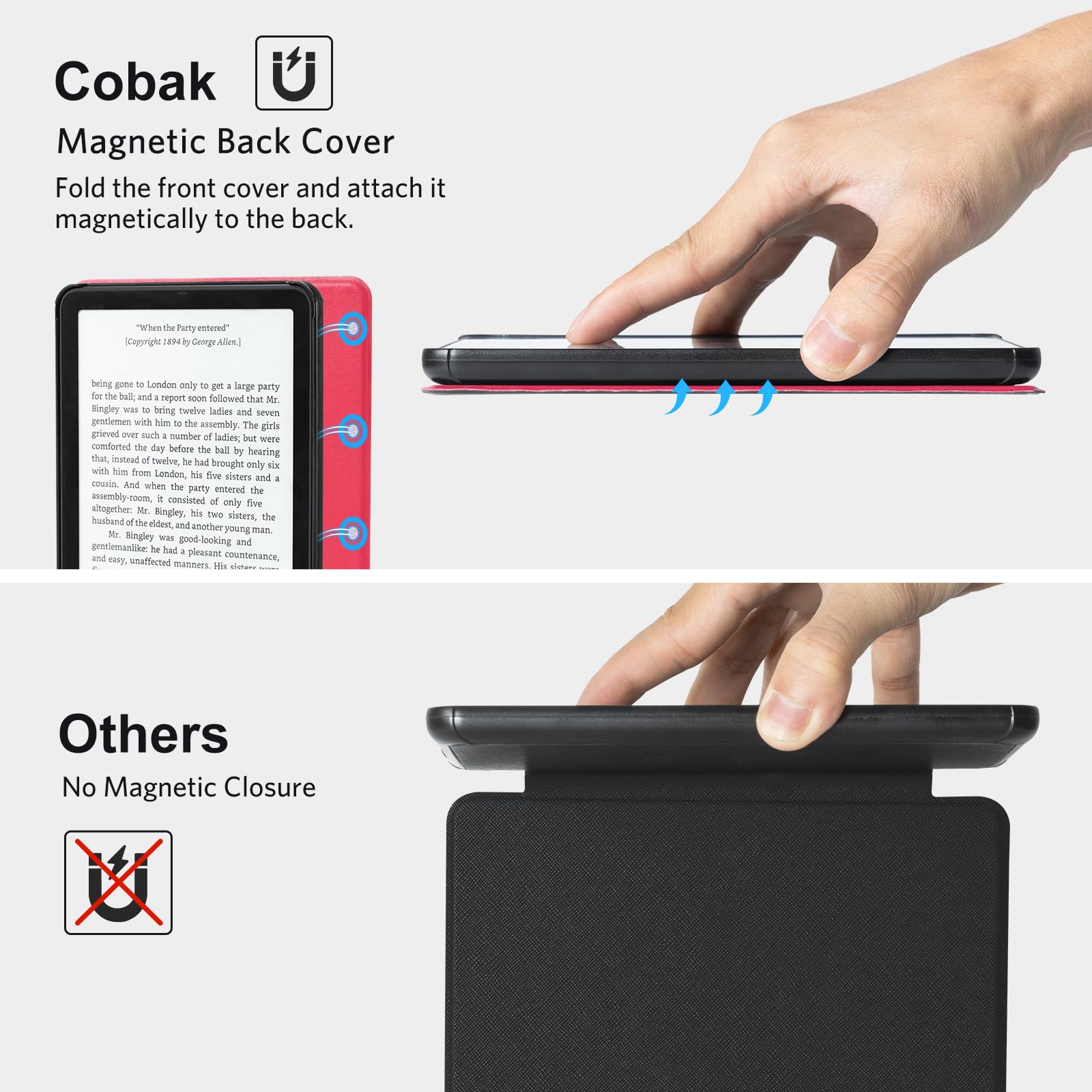 CoBak Magnetic Case for 7" Kindle Paperwhite 12th Gen 2024 and Kindle Colorsoft - Compatible with iPhone MagSafe, for Samsung/Belkin/Anker Wireless Charging Pads, Lightweight, Auto Sleep Wake