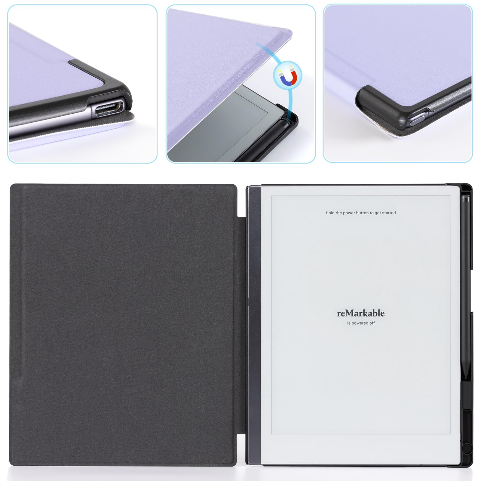 CoBak Case for Remarkable 2 Tablet - Lightweight and Hard Back Shell Protective Book Folio Cover with Built-in Pen Holder - Only for 10.3" 2020 Released (Purple)