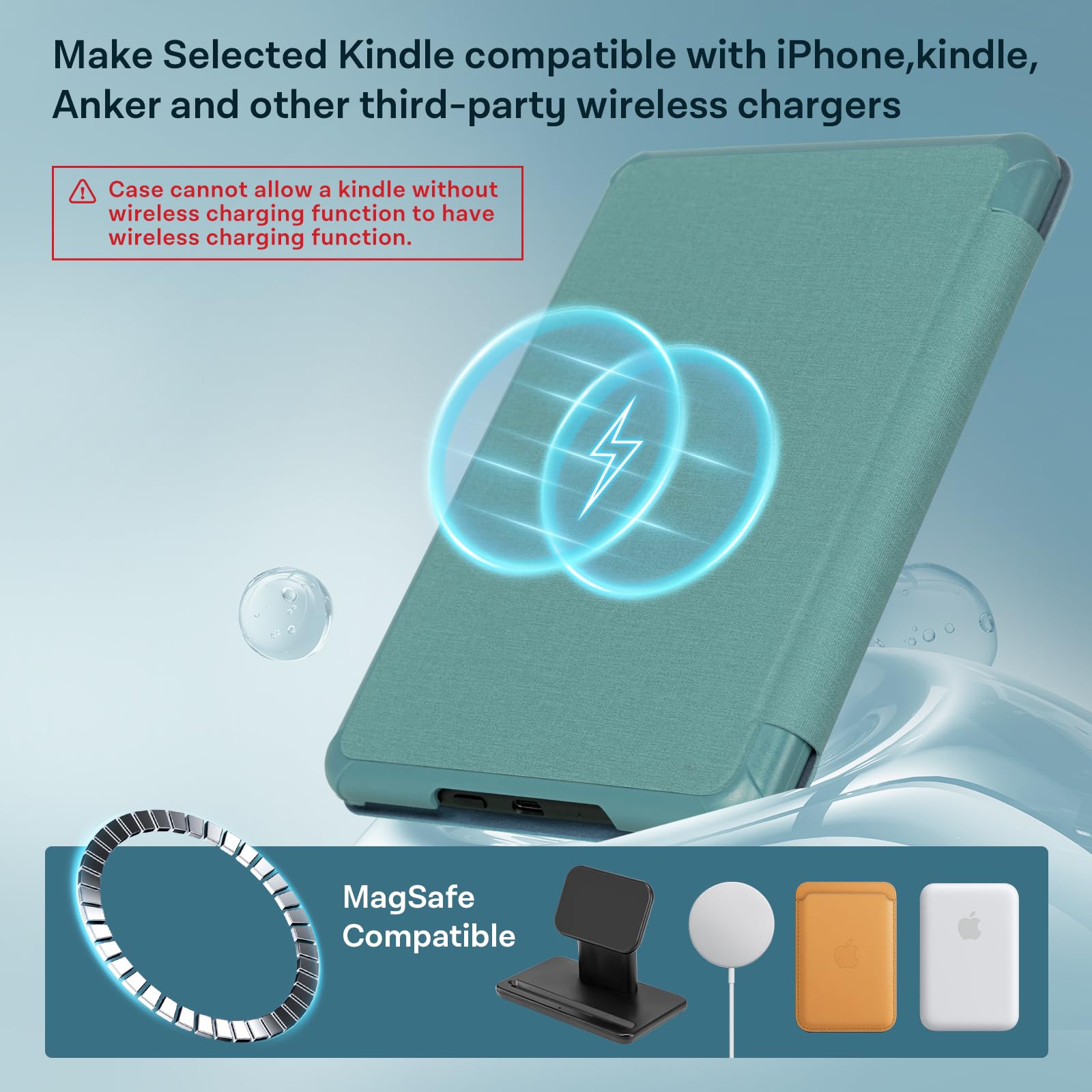 CoBak Lightweight Stand Case for 7" Kindle Paperwhite 12th Gen 2024 and Kindle Colorsoft with Right Hand Strap - Compatible with iPhone MagSafe, for Samsung/Belkin/Anker Wireless Charging Pads