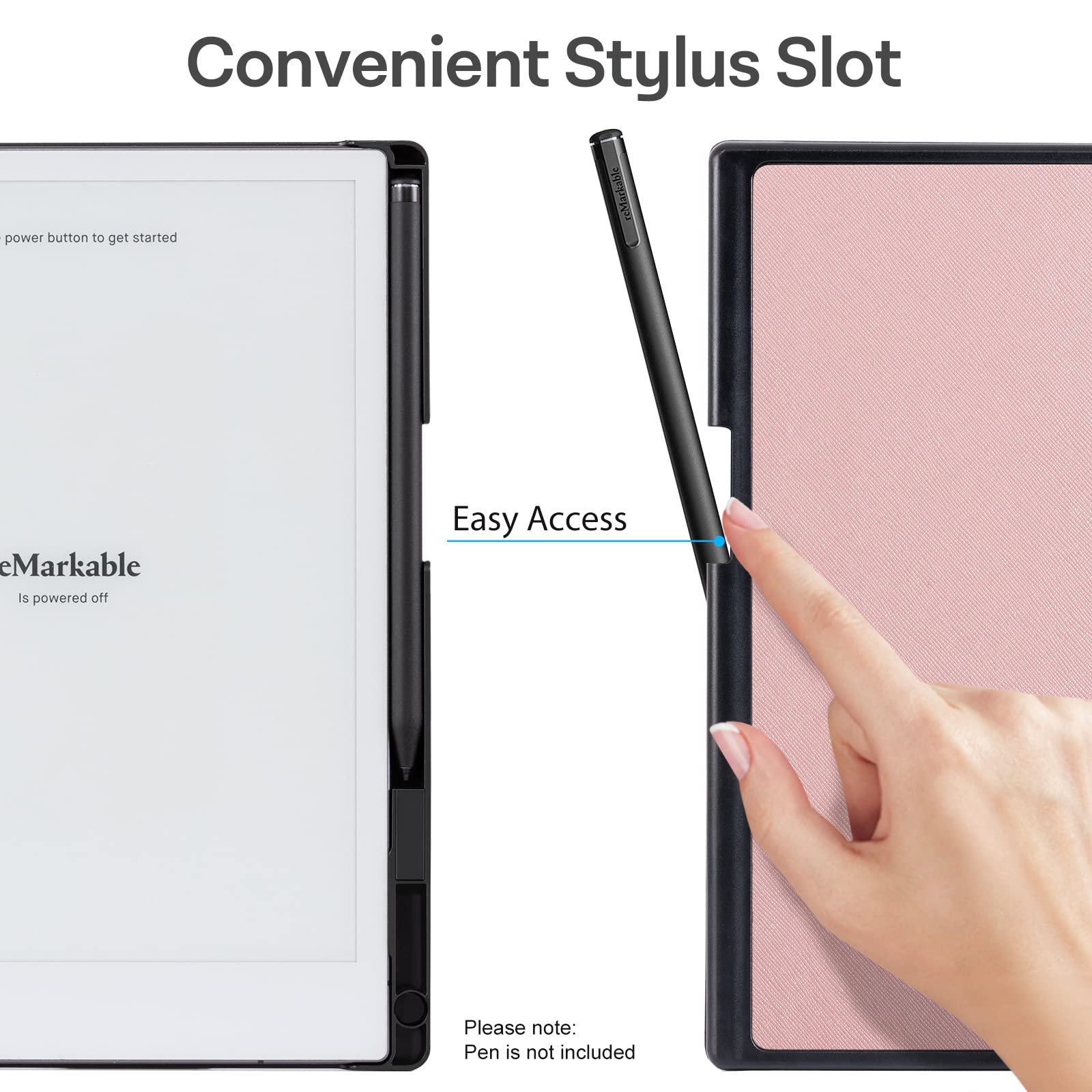 CoBak Case for Remarkable 2 Paper Tablet - Lightweight and Hard Back Shell Protective Book Folio Cover with Built-in Pen Holder - for 10.3" 2020 Released (Rosegold)