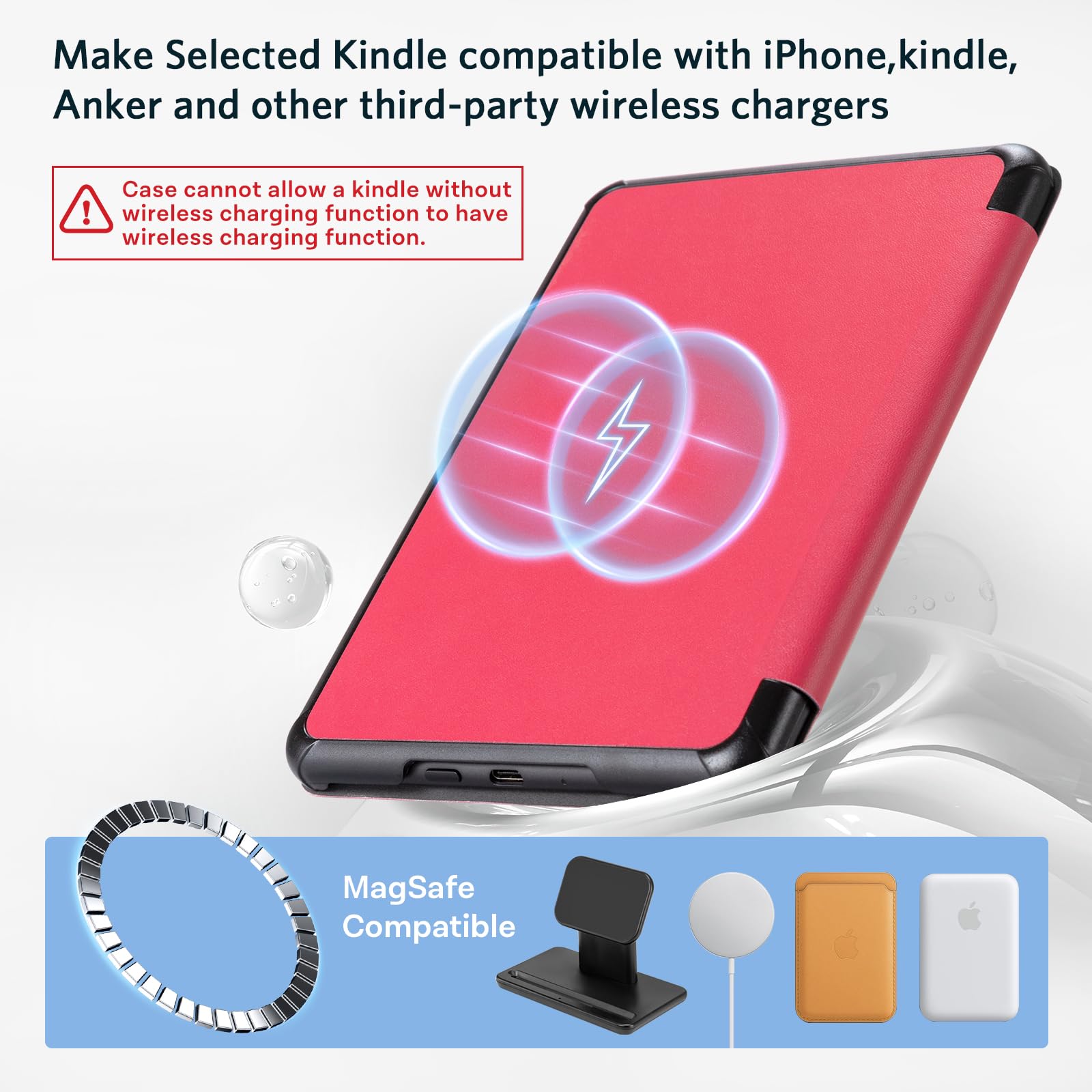 CoBak Magnetic Case for 7" Kindle Paperwhite 12th Gen 2024 and Kindle Colorsoft - Compatible with iPhone MagSafe, for Samsung/Belkin/Anker Wireless Charging Pads, Lightweight, Auto Sleep Wake