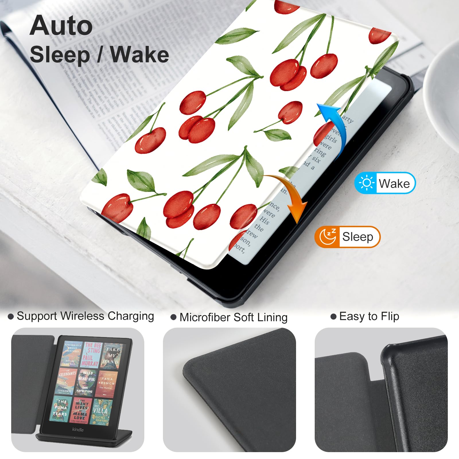 CoBak Magnetic Case for 7" Kindle Paperwhite 12th Gen 2024 and Kindle Colorsoft - Compatible with iPhone MagSafe, for Samsung/Belkin/Anker Wireless Charging Pads, Lightweight, Auto Sleep Wake