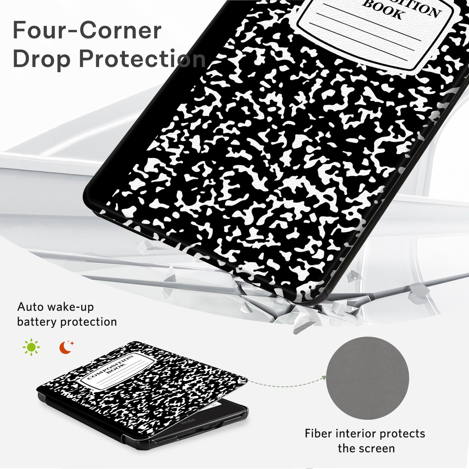 CoBak Case with Fold-Back Magnetic Cover for 7" Kindle Paperwhite 12th Gen 2024 and Kindle Colorsoft - for PopSockets Grip, Compatible with iPhone MagSafe and Anker Wireless Charging Pads, Auto Wake