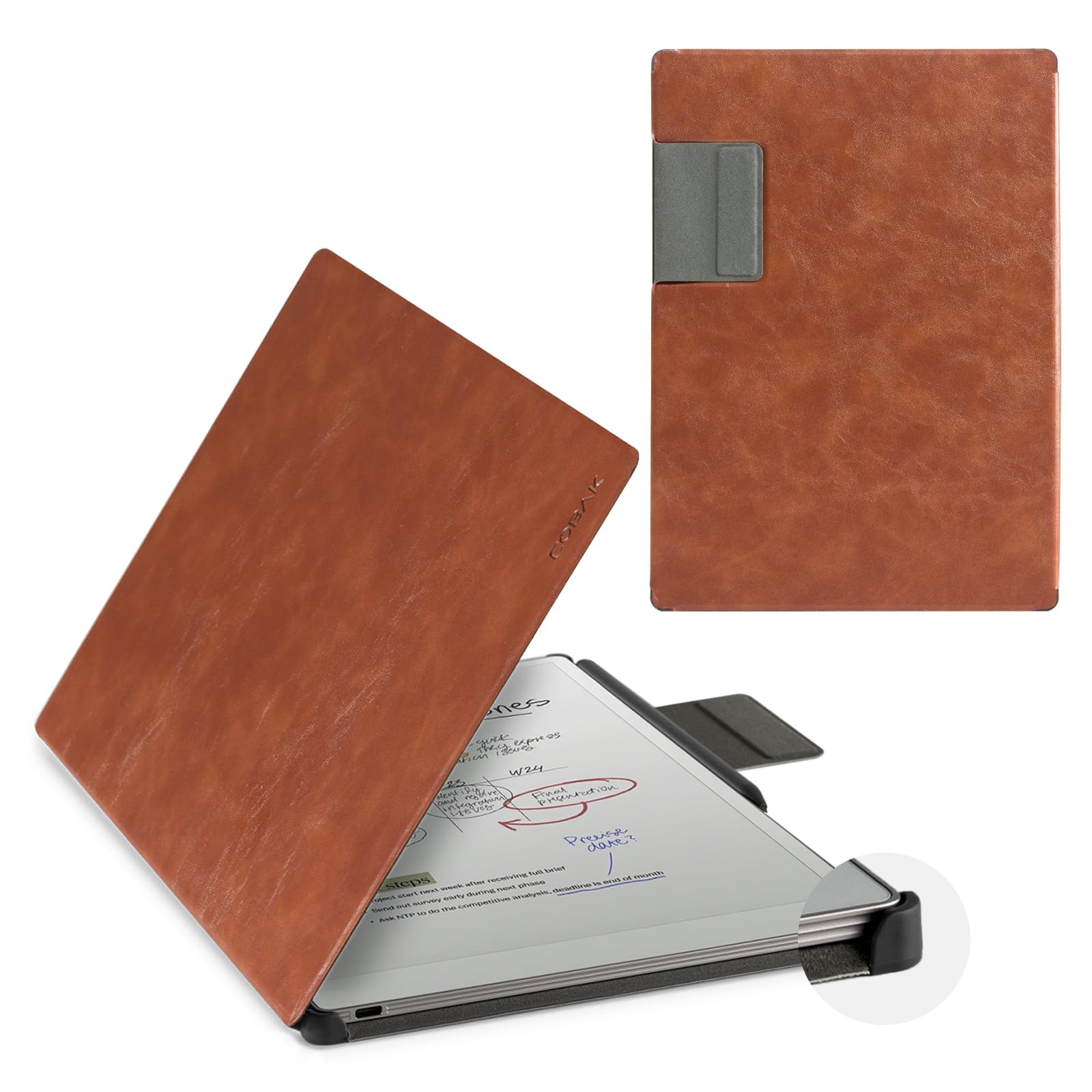 CoBak Premium Magnetic Case for 11.8" Remarkable Paper Pro 2024 Released, Smart Auto Sleep/Wake Book Folio Cover with Corner Protection and Pen Holder Strap,Vintage Brown