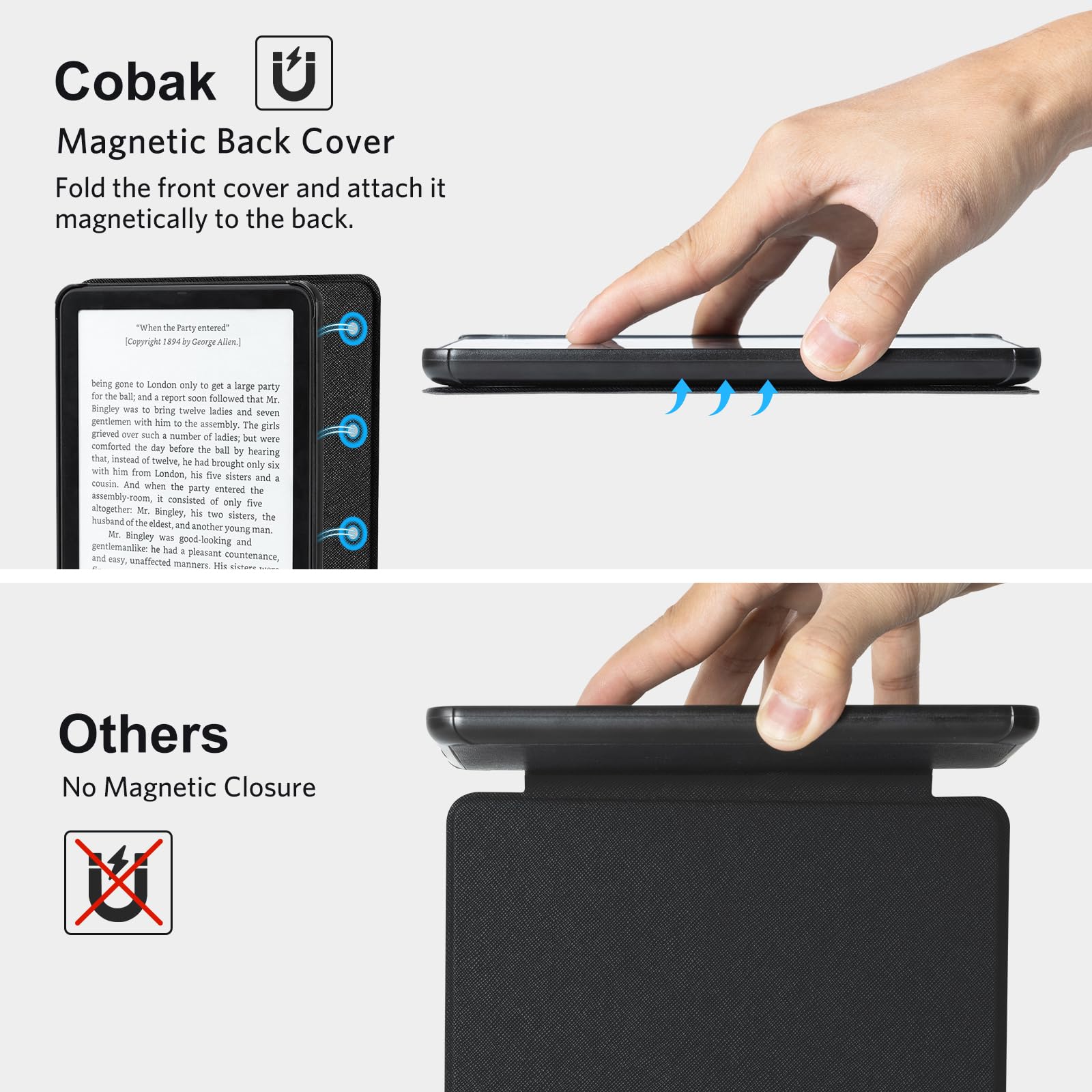 CoBak Magnetic Case for 7" Kindle Paperwhite 12th Gen 2024 and Kindle Colorsoft - Compatible with iPhone MagSafe, for Samsung/Belkin/Anker Wireless Charging Pads, Lightweight, Auto Sleep Wake