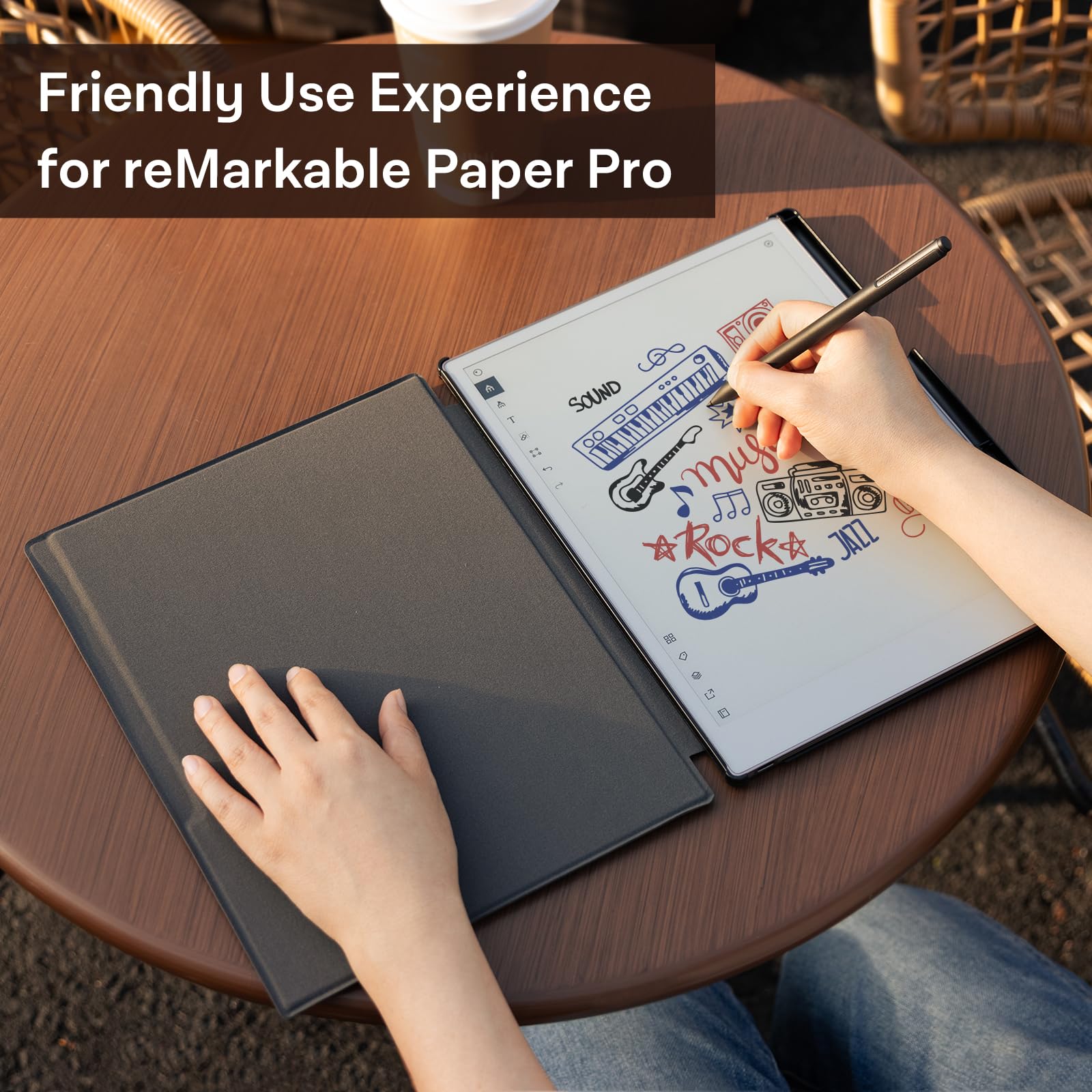 CoBak Case for Remarkable Paper Pro Color Tablet 11.8" 2024 Released- Smart Auto Sleep/Wake Folio Lightweight Protective Cover with Built-in Pen Holder and Nibs Holder (Blue Floral)