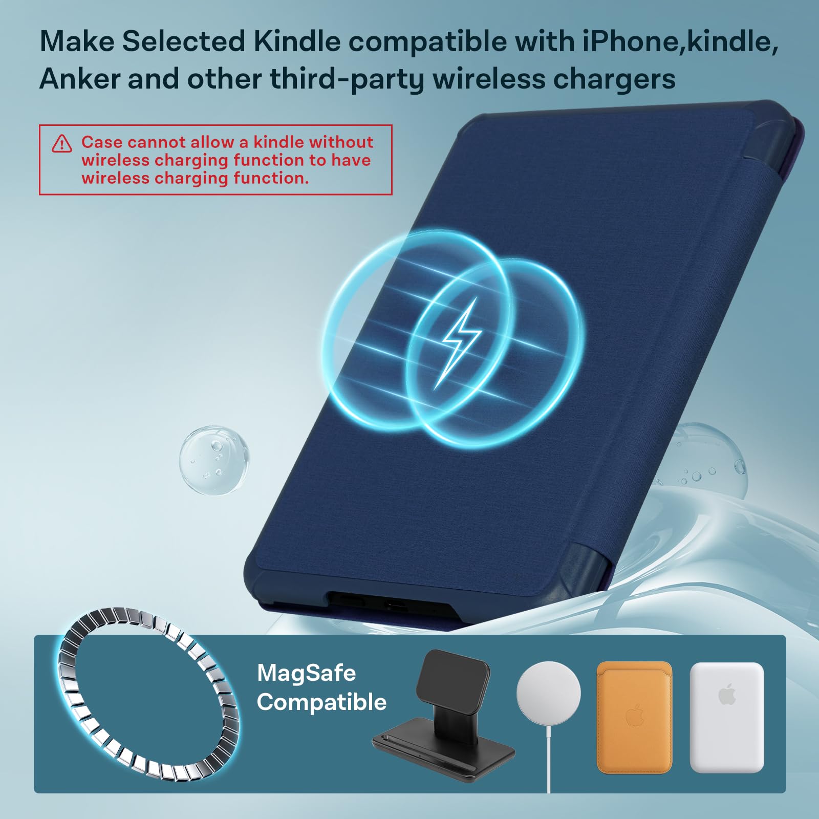 CoBak Lightweight Stand Case for 7" Kindle Paperwhite 12th Gen 2024 and Kindle Colorsoft with Right Hand Strap - Compatible with iPhone MagSafe, for Samsung/Belkin/Anker Wireless Charging Pads