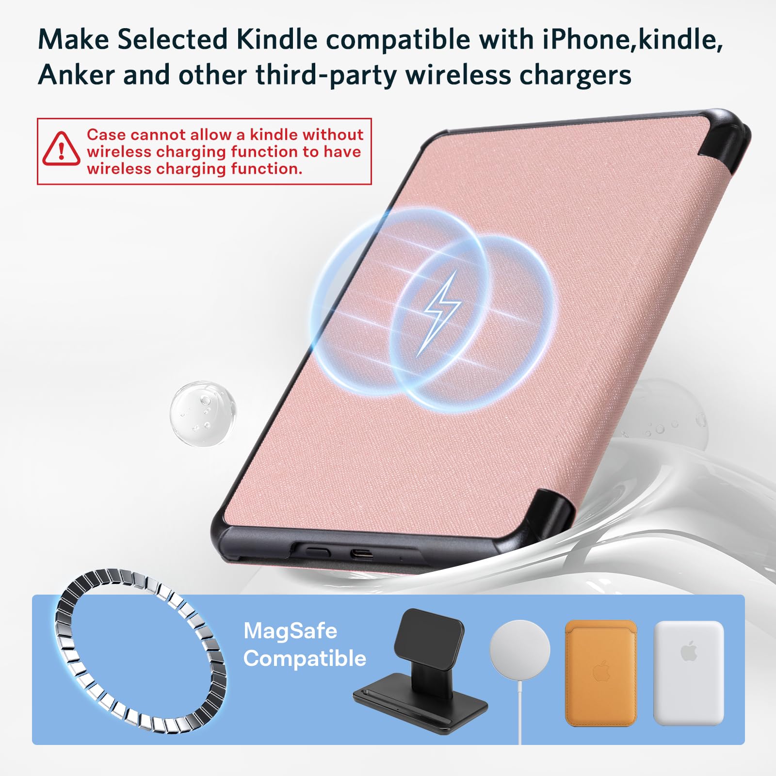 CoBak Magnetic Case for 7" Kindle Paperwhite 12th Gen 2024 and Kindle Colorsoft - Compatible with iPhone MagSafe, for Samsung/Belkin/Anker Wireless Charging Pads, Lightweight, Auto Sleep Wake
