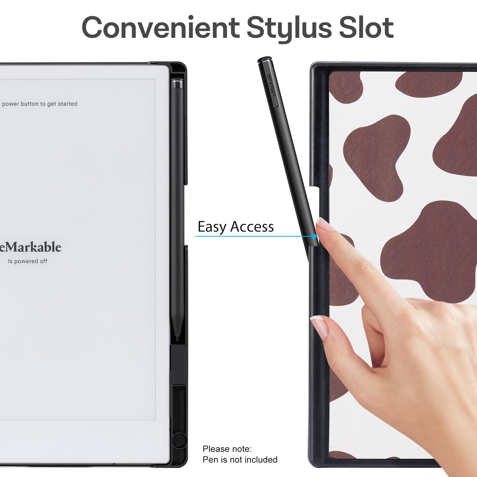 CoBak Case for Remarkable 2 Paper Tablet - Lightweight and Hard Back Shell Protective Book Folio Cover with Built-in Pen Holder - for 10.3" 2020 Released (Brown Cow)