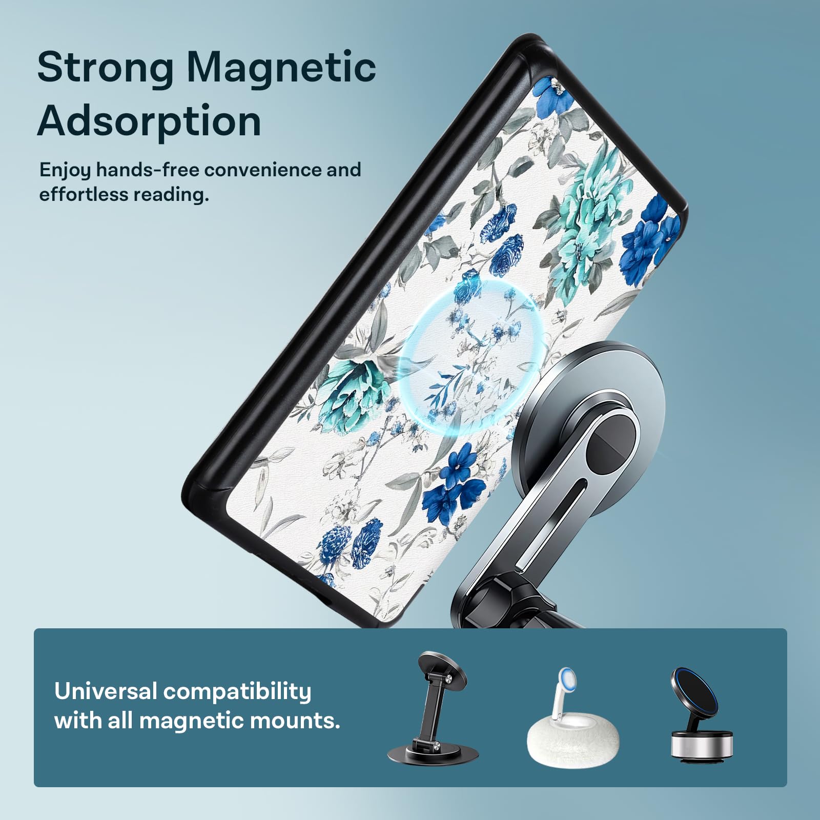 CoBak Lightweight Stand Case for 7" Kindle Paperwhite 12th Gen 2024 and Kindle Colorsoft with Right Hand Strap - Compatible with iPhone MagSafe, for Samsung/Belkin/Anker Wireless Charging Pads