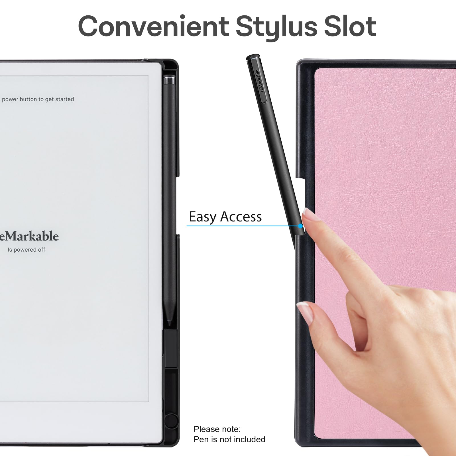 CoBak Case for Remarkable 2 Tablet - Lightweight and Hard Back Shell Protective Book Folio Cover with Built-in Pen Holder - Only for 10.3" 2020 Released (Mist Pink)
