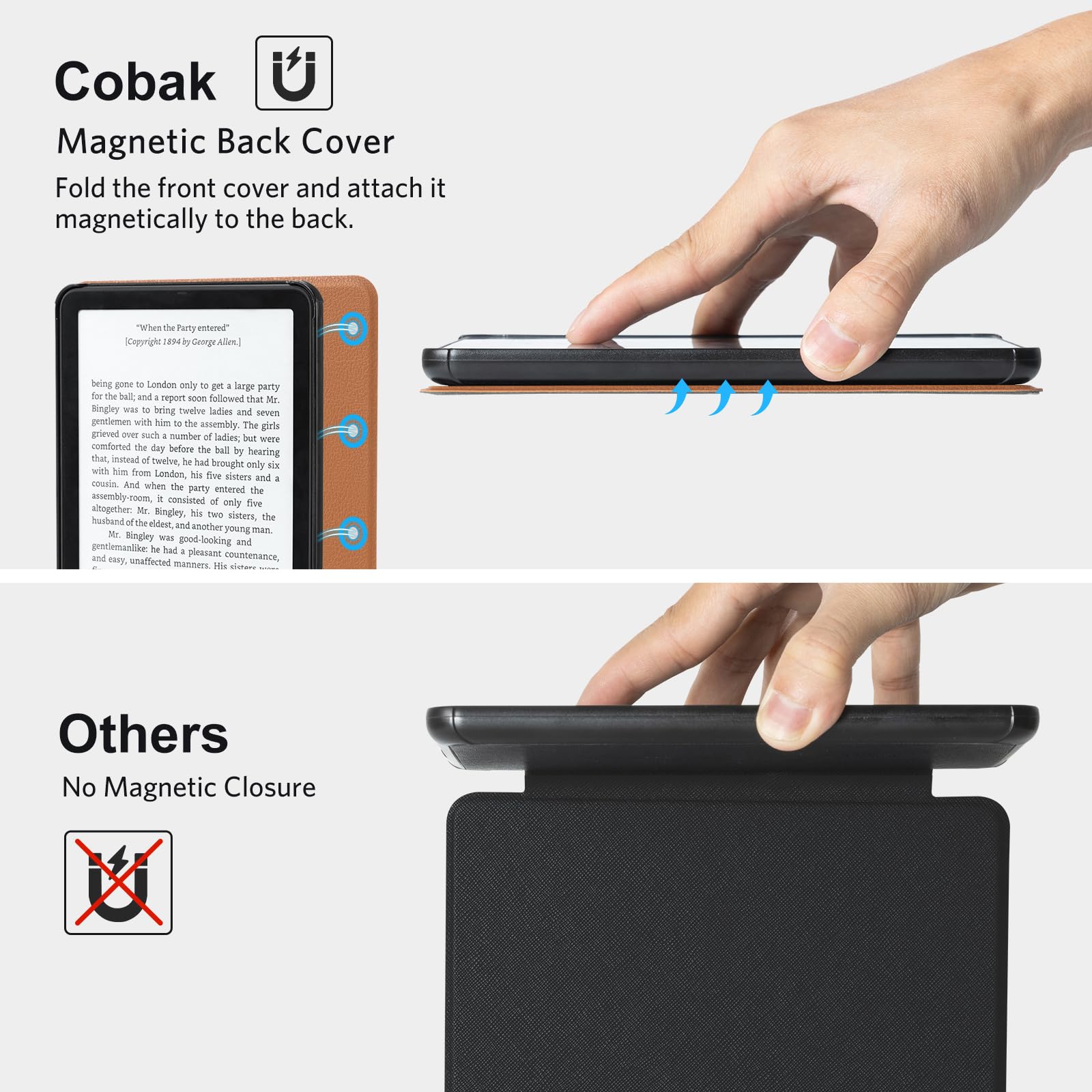 CoBak Magnetic Case for 7" Kindle Paperwhite 12th Gen 2024 and Kindle Colorsoft - Compatible with iPhone MagSafe, for Samsung/Belkin/Anker Wireless Charging Pads, Lightweight, Auto Sleep Wake