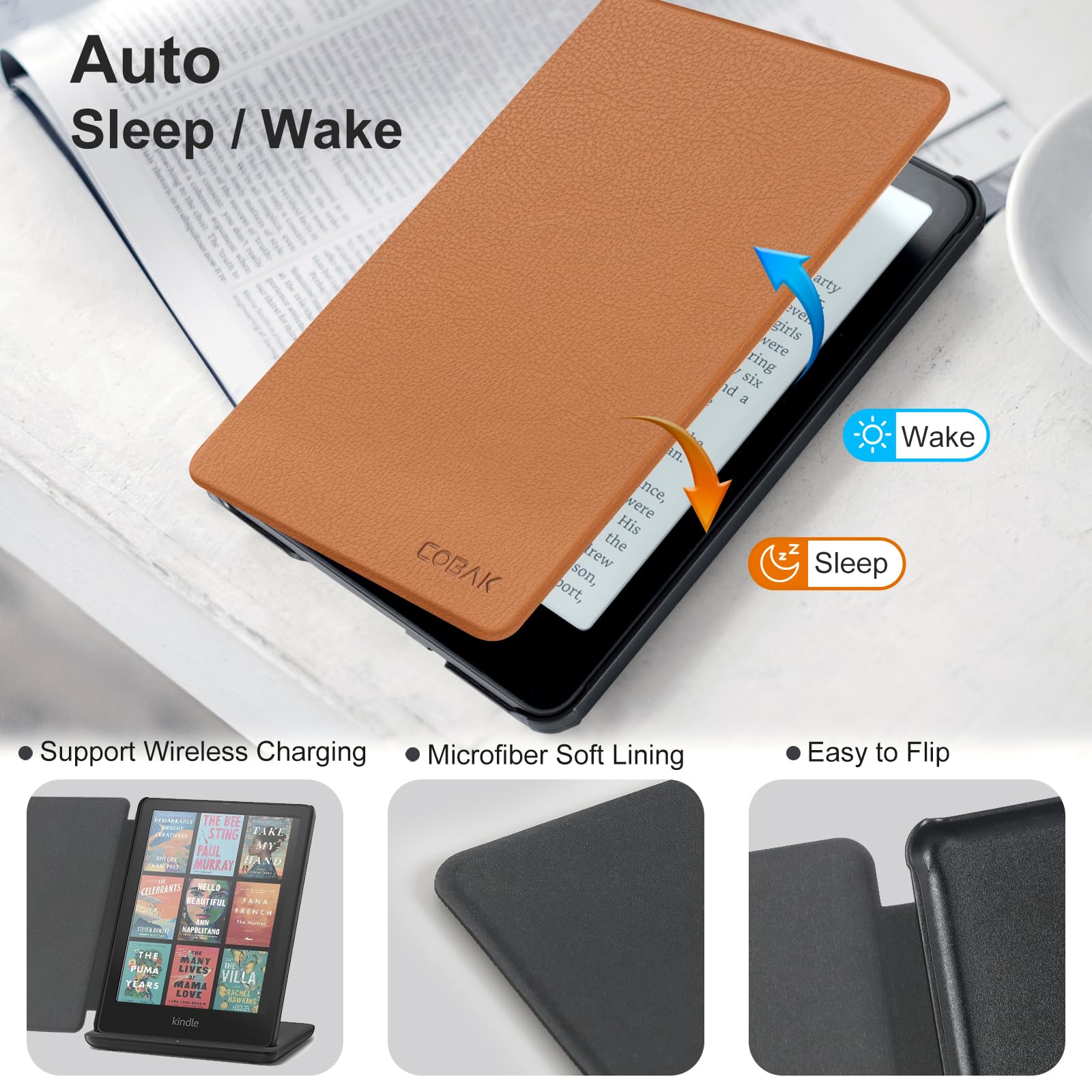 CoBak Magnetic Case for 7" Kindle Paperwhite 12th Gen 2024 and Kindle Colorsoft - Compatible with iPhone MagSafe, for Samsung/Belkin/Anker Wireless Charging Pads, Lightweight, Auto Sleep Wake