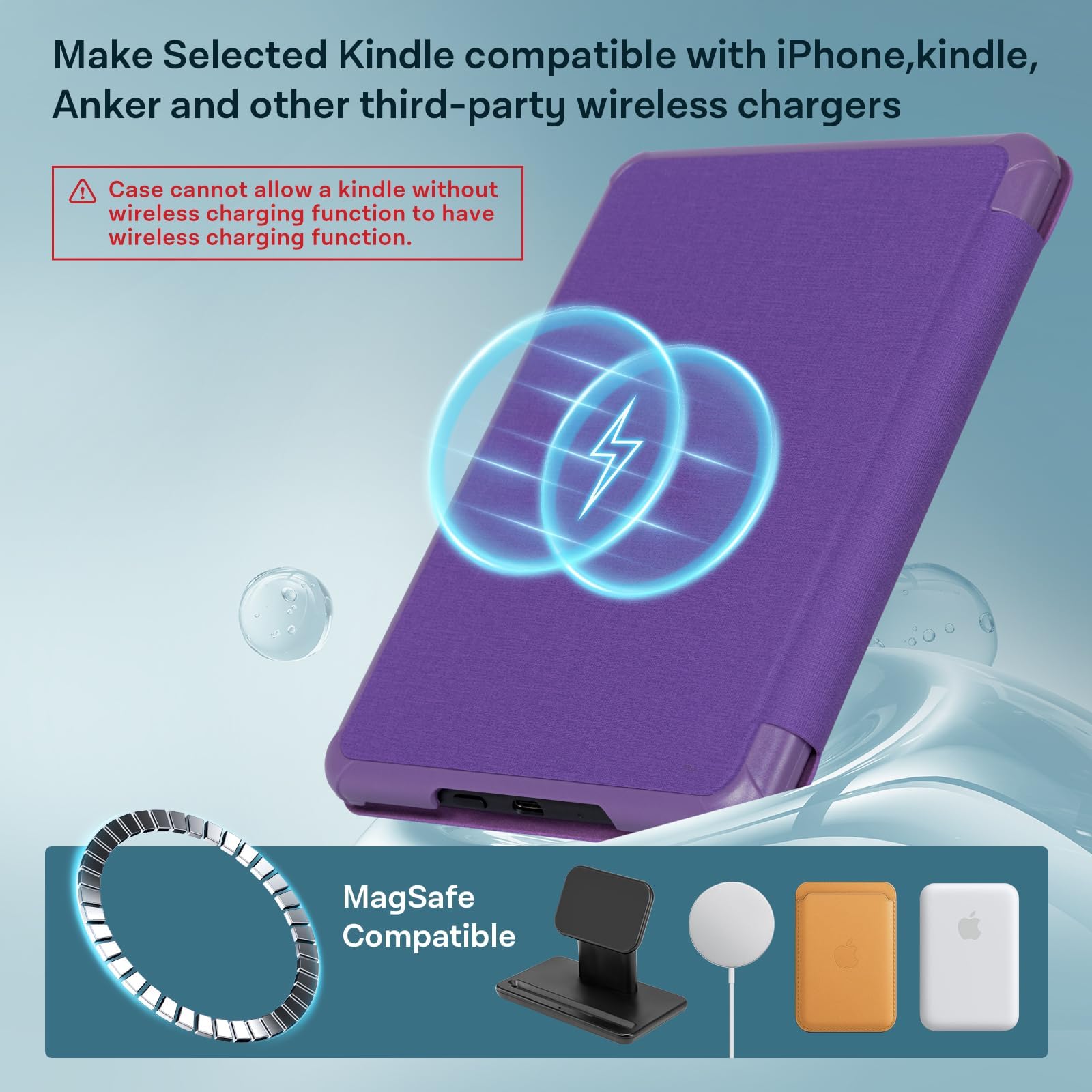 CoBak Lightweight Stand Case for 7" Kindle Paperwhite 12th Gen 2024 and Kindle Colorsoft with Right Hand Strap - Compatible with iPhone MagSafe, for Samsung/Belkin/Anker Wireless Charging Pads