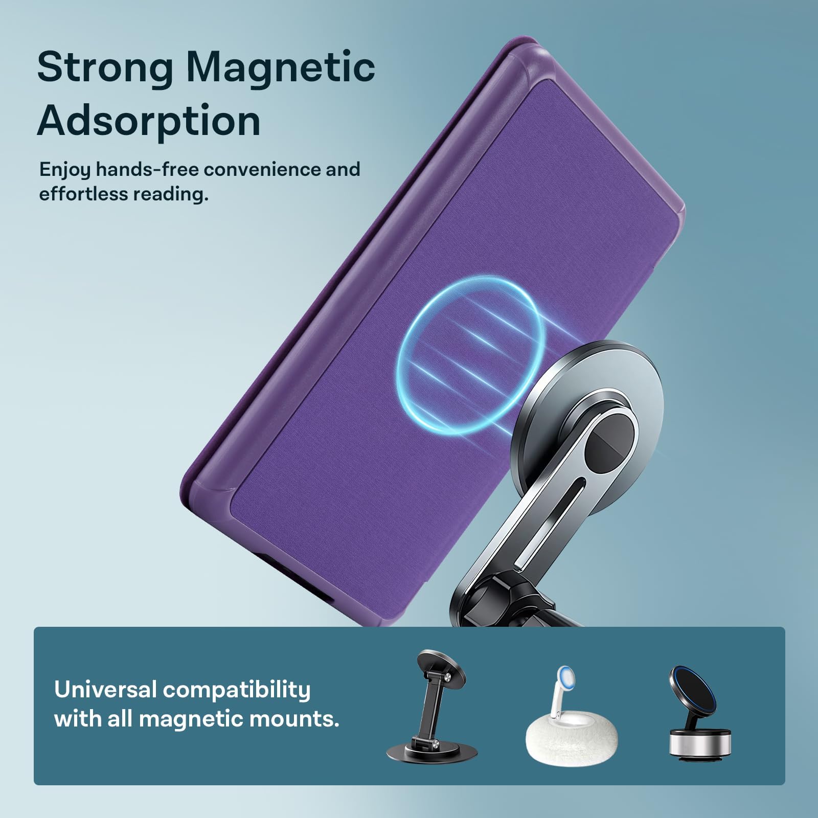 CoBak Lightweight Stand Case for 7" Kindle Paperwhite 12th Gen 2024 and Kindle Colorsoft with Right Hand Strap - Compatible with iPhone MagSafe, for Samsung/Belkin/Anker Wireless Charging Pads