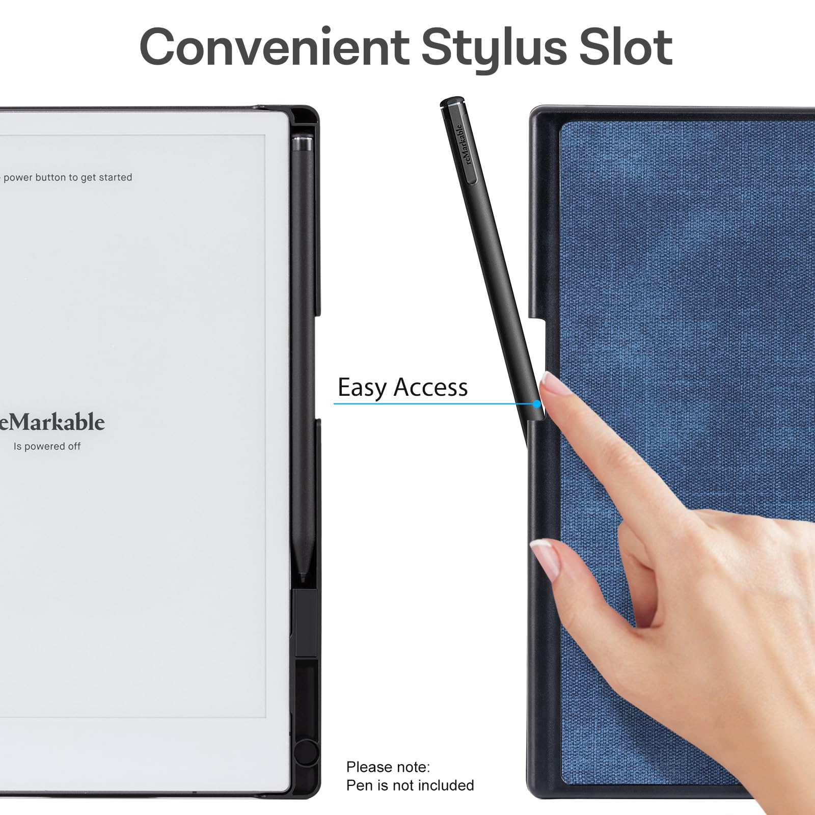 CoBak Case for Remarkable 2 Paper Tablet - Lightweight and Hard Back Shell Protective Book Folio Cover with Built-in Pen Holder - for 10.3" 2020 Released (Blue)