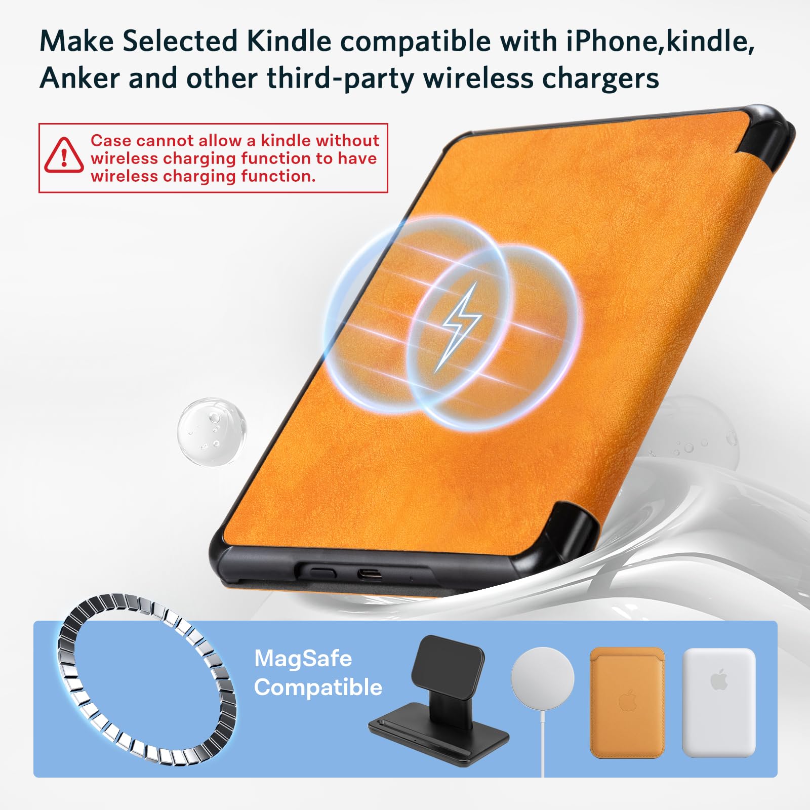 CoBak Magnetic Case for 7" Kindle Paperwhite 12th Gen 2024 and Kindle Colorsoft - Compatible with iPhone MagSafe, for Samsung/Belkin/Anker Wireless Charging Pads, Lightweight, Auto Sleep Wake